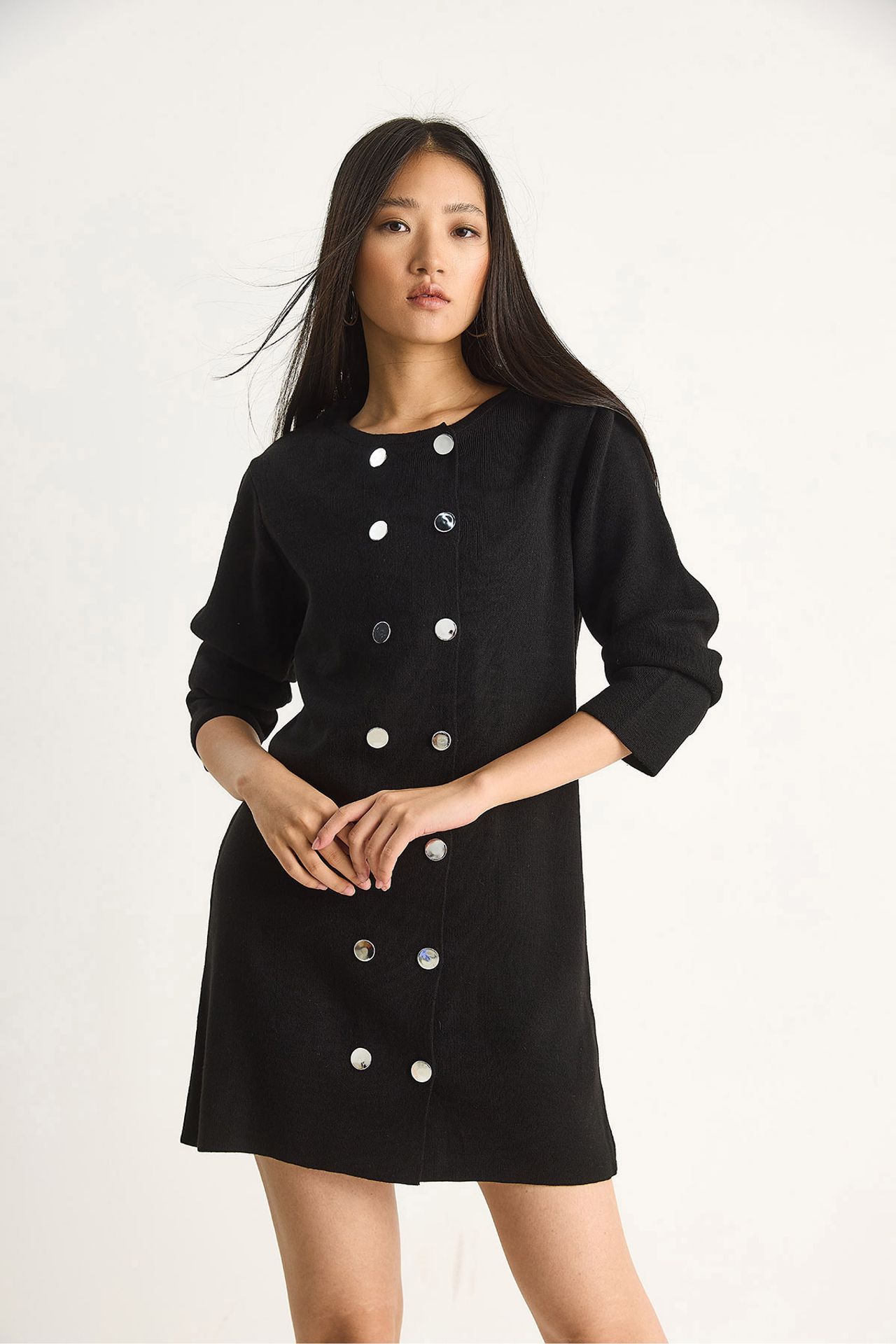 LUCCI Knit Mini Dress with Buttoned