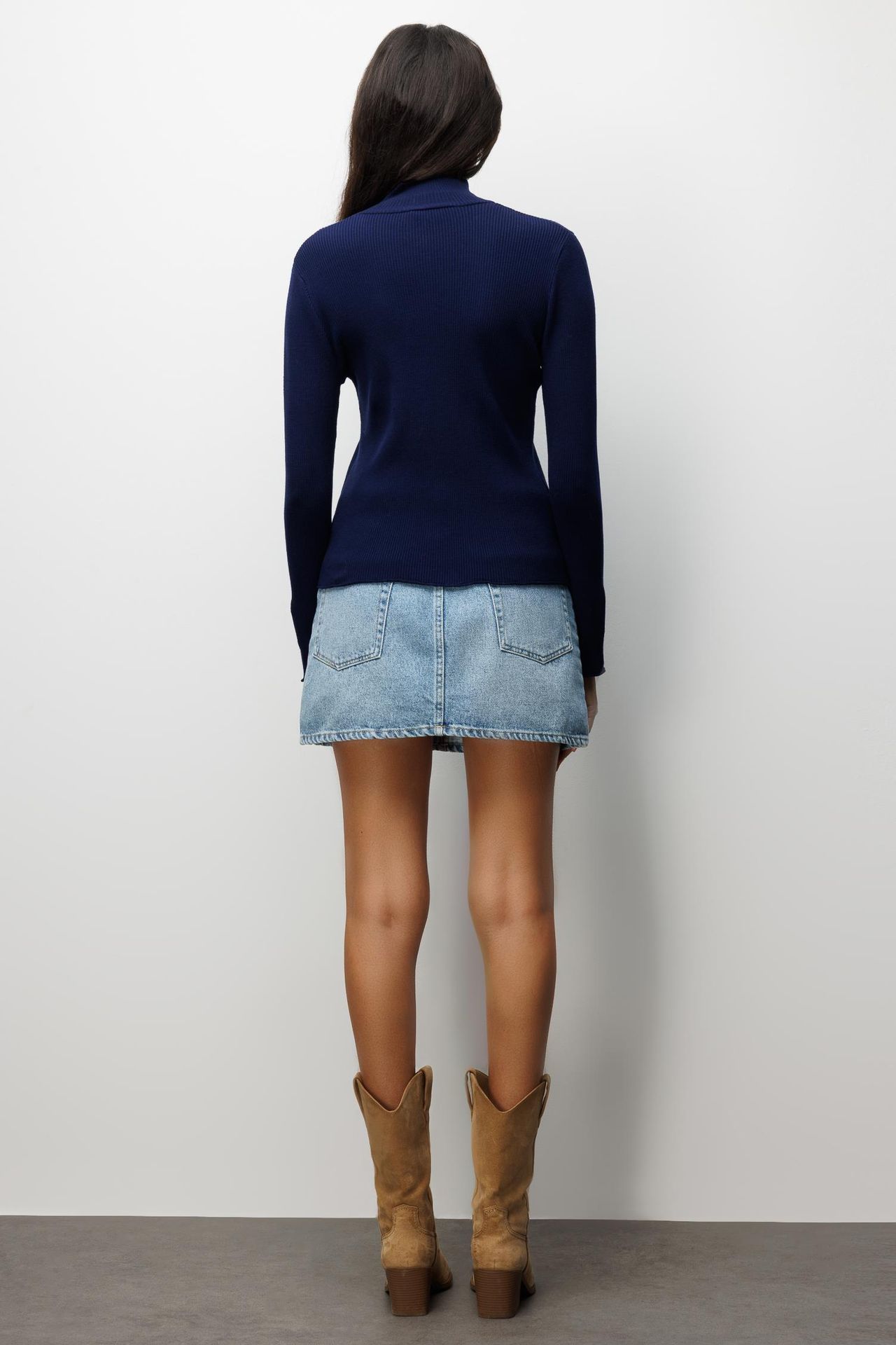 MIXRAY Slim Fit Half Turtleneck Cardigan with Button Closure 4