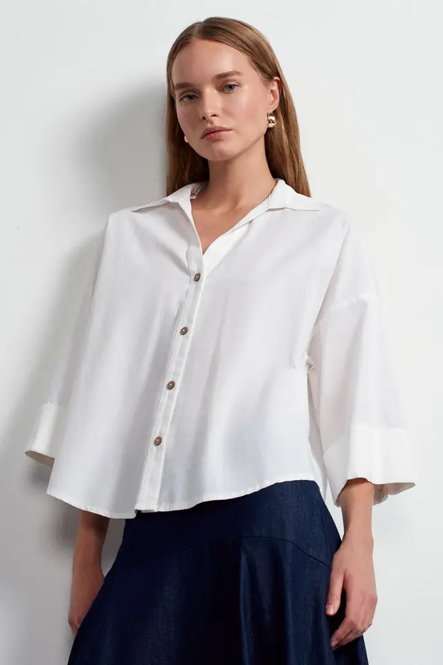 DILVIN Loose-Fit Cotton Poplin Shirt