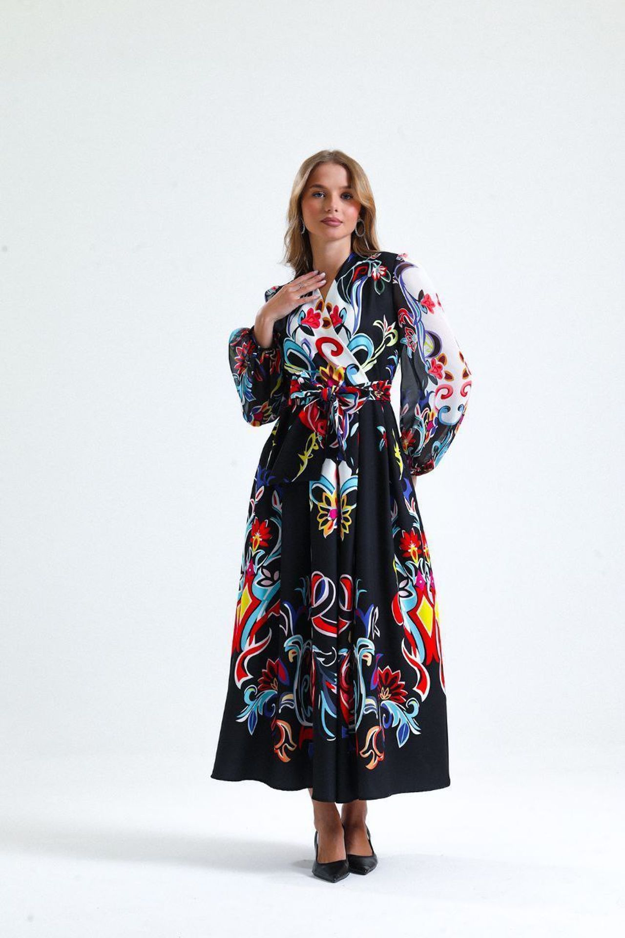 MSN Floral Print Maxi A-Line Dress 1