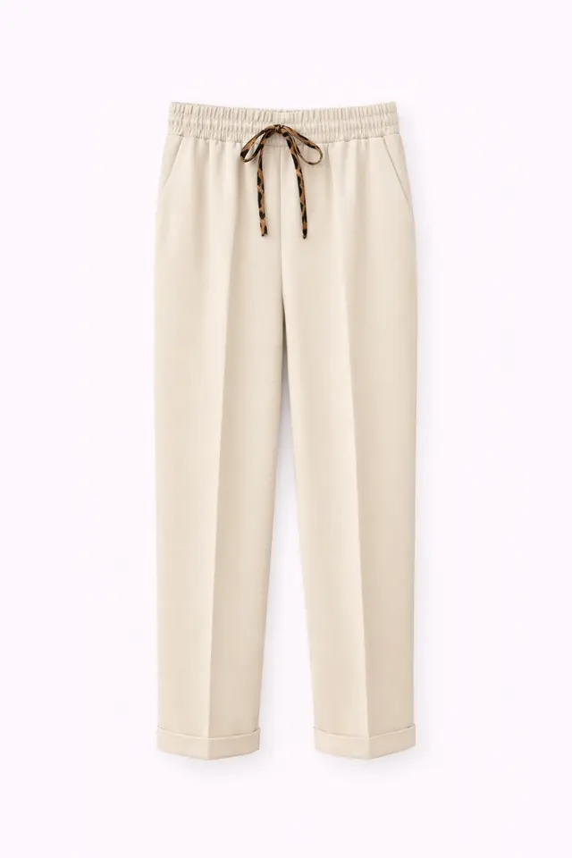 MIXRAY Elastic Waist Cigarette Leg Pants