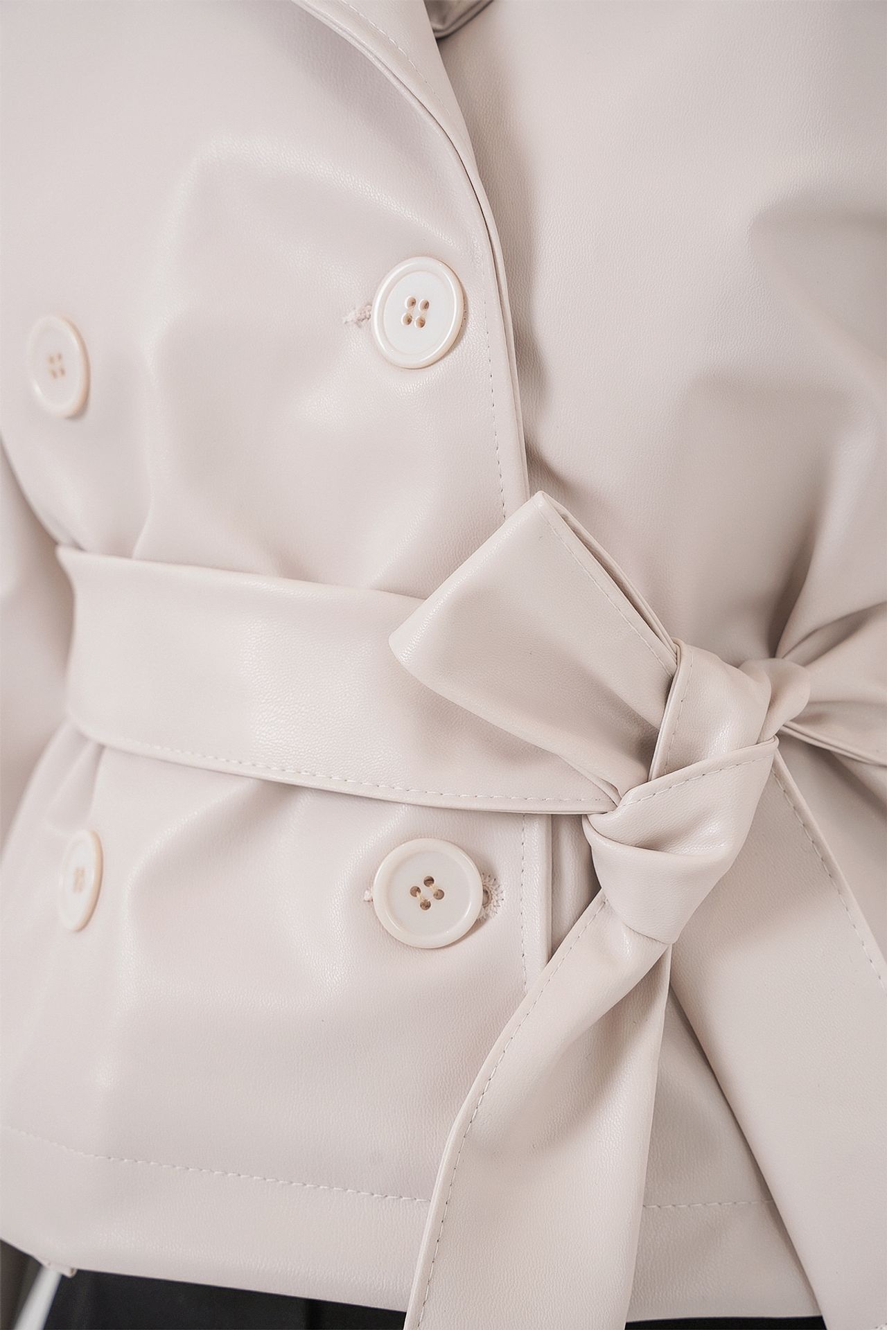 BDART Fitted Double Breasted Faux Leather Jacket with Bow 7