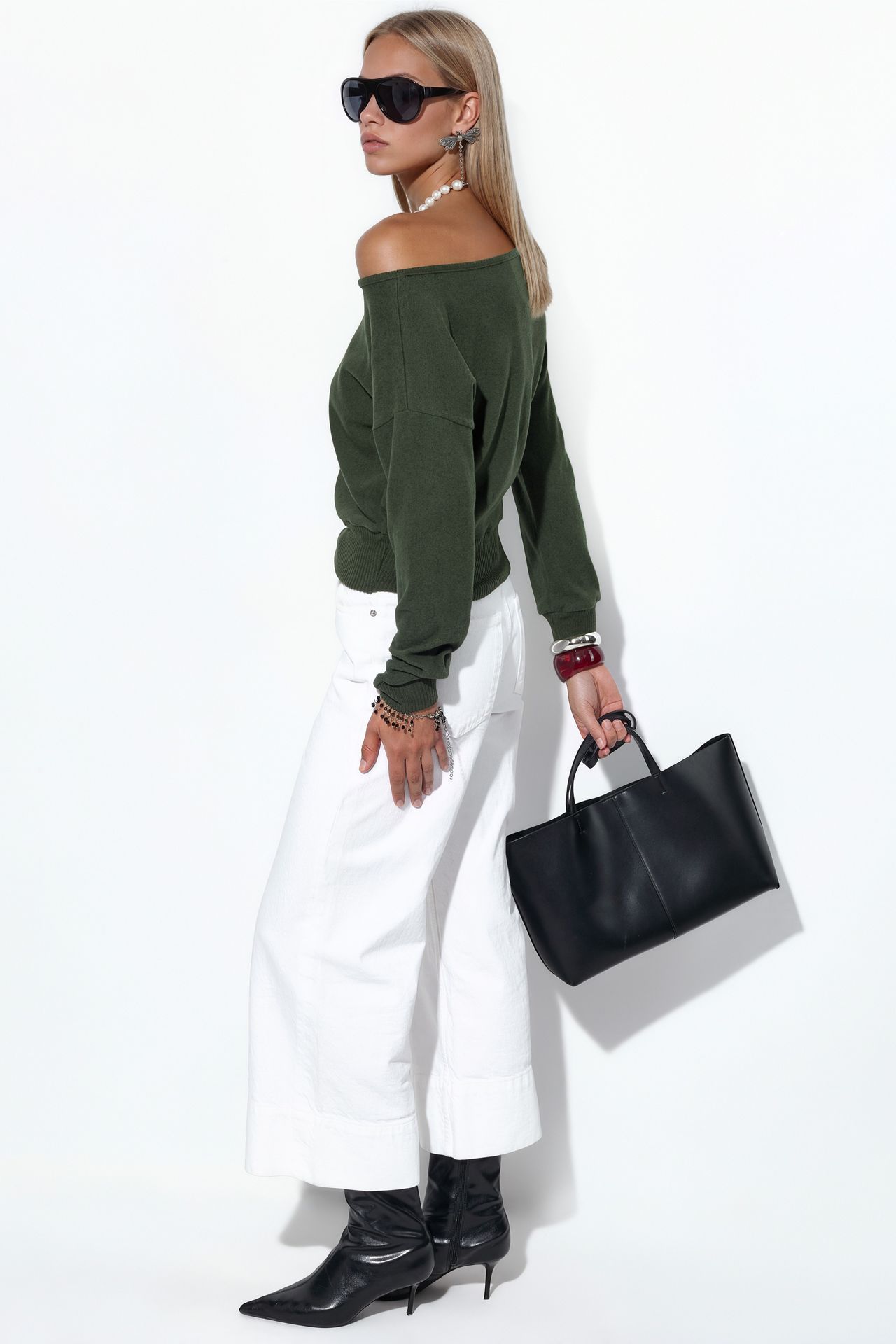 BUSEM Women's Cropped Crew Neck Sweatshirt 2