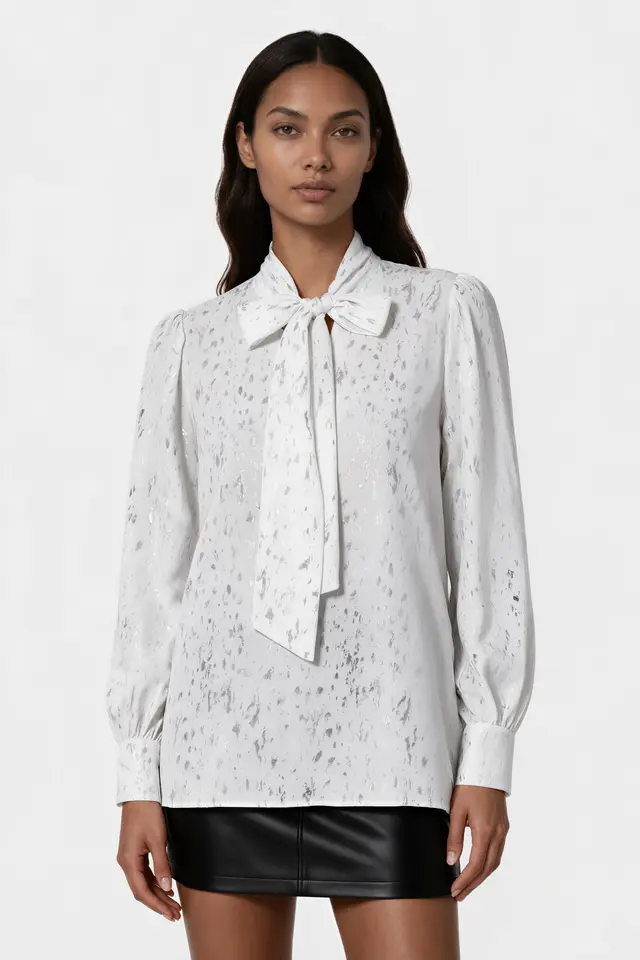 MSN Women's Printed Shirt Collar T-shirt