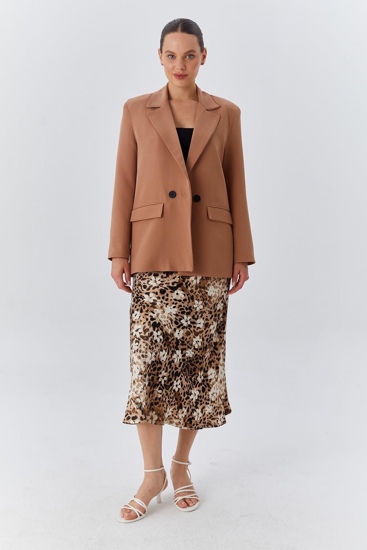 MIXRAY Long faux leather blazer 5