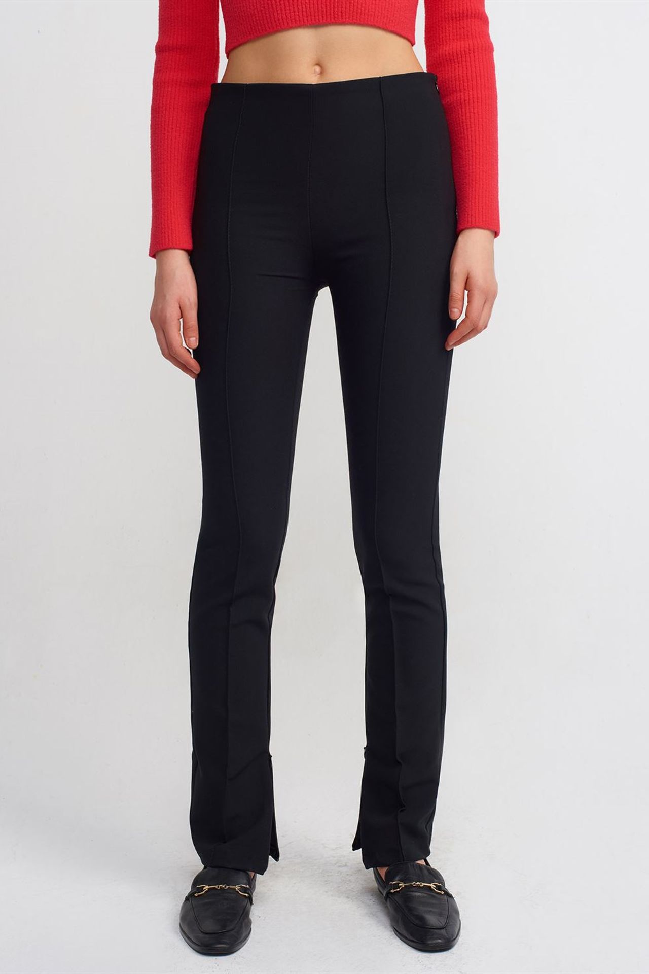 DILVIN High-Waist Flare Pants With Slit 3