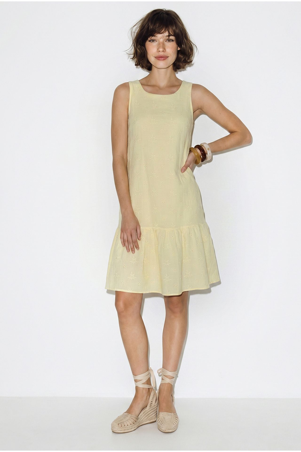 LUCCI Embroidered Cotton Muslin Mini Smock Dress 5