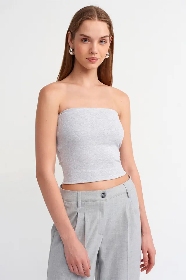 DILVIN Women's Strapless Slim-Fit Crop Top