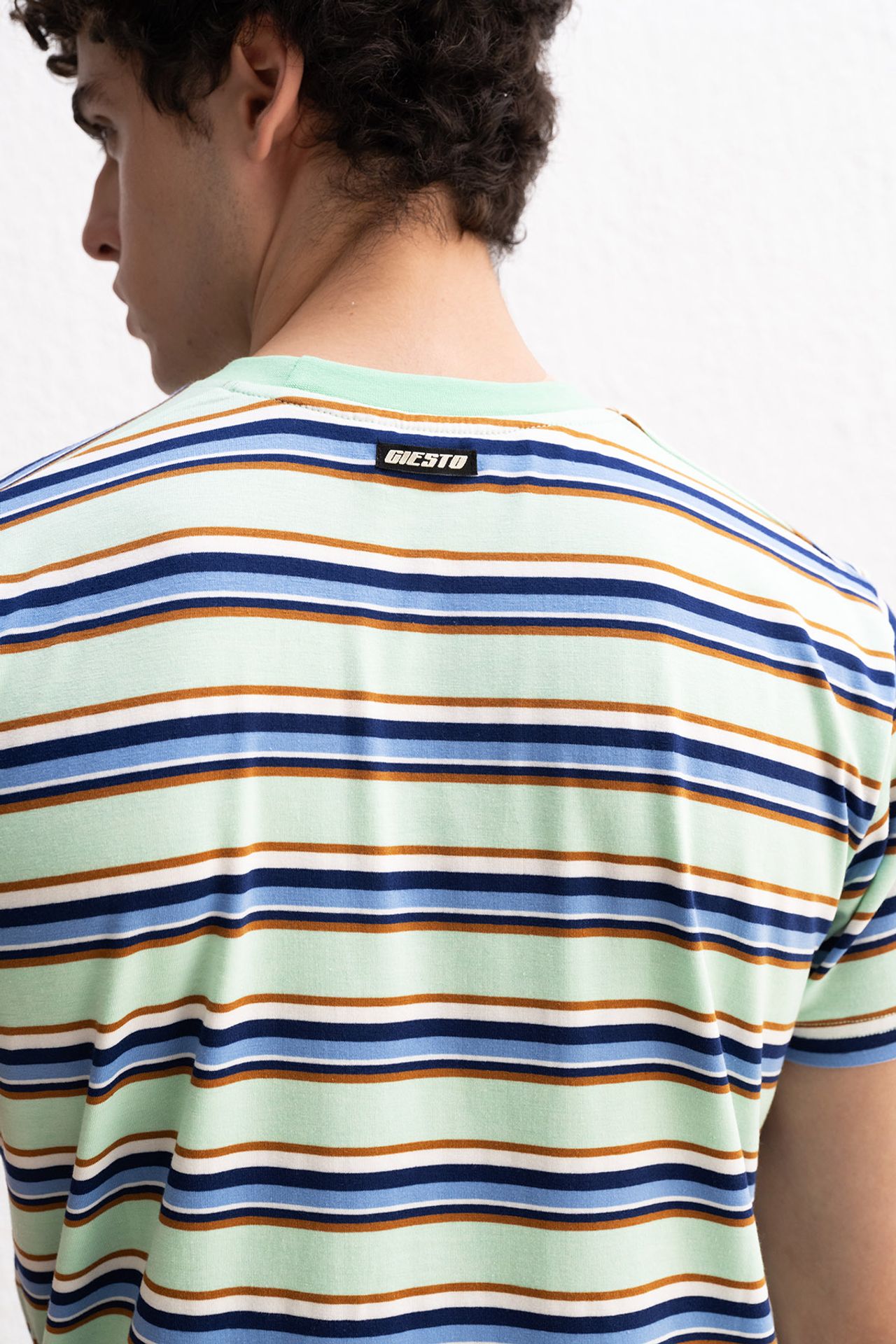 GIESTO Comfort Fit Crew Neck Striped T-Shirt 2