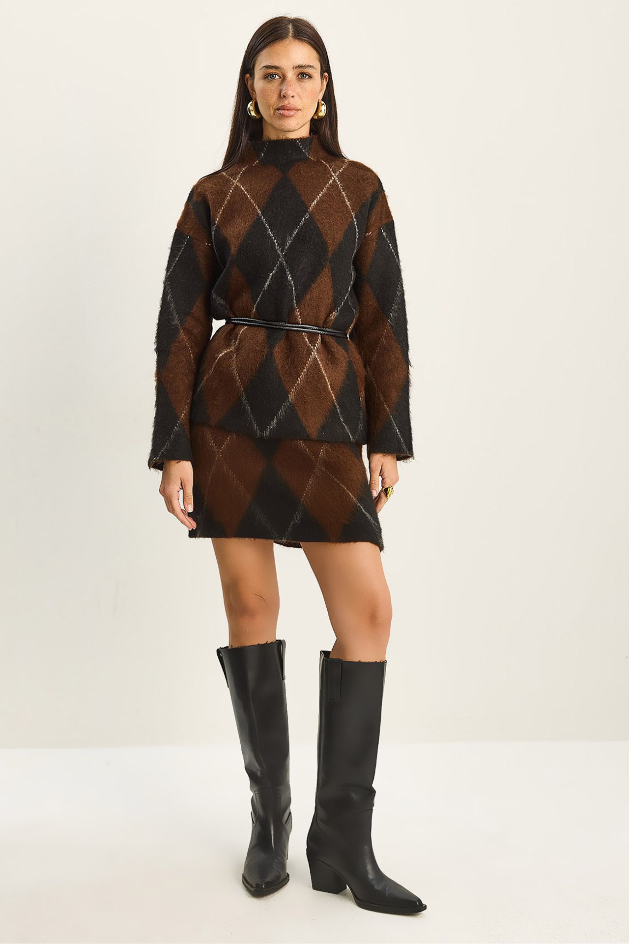 LUCCI Plaid Knitwear Two-Piece Set 1