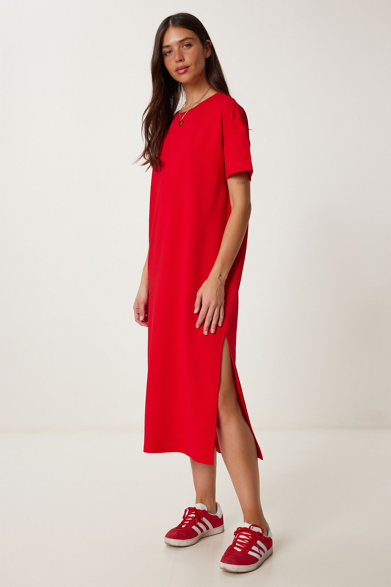 ISTANBUL Midi Cotton Dress with Slit 1