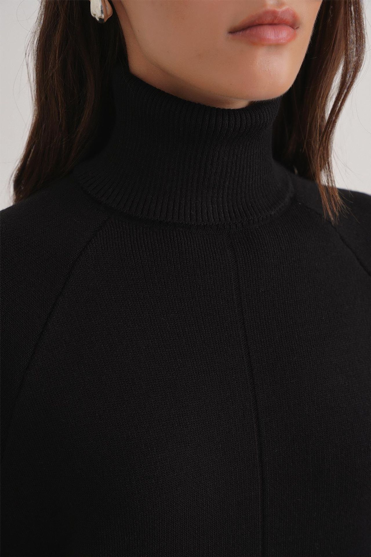 MIXRAY Turtleneck Knit Maxi Dress with Slit 5