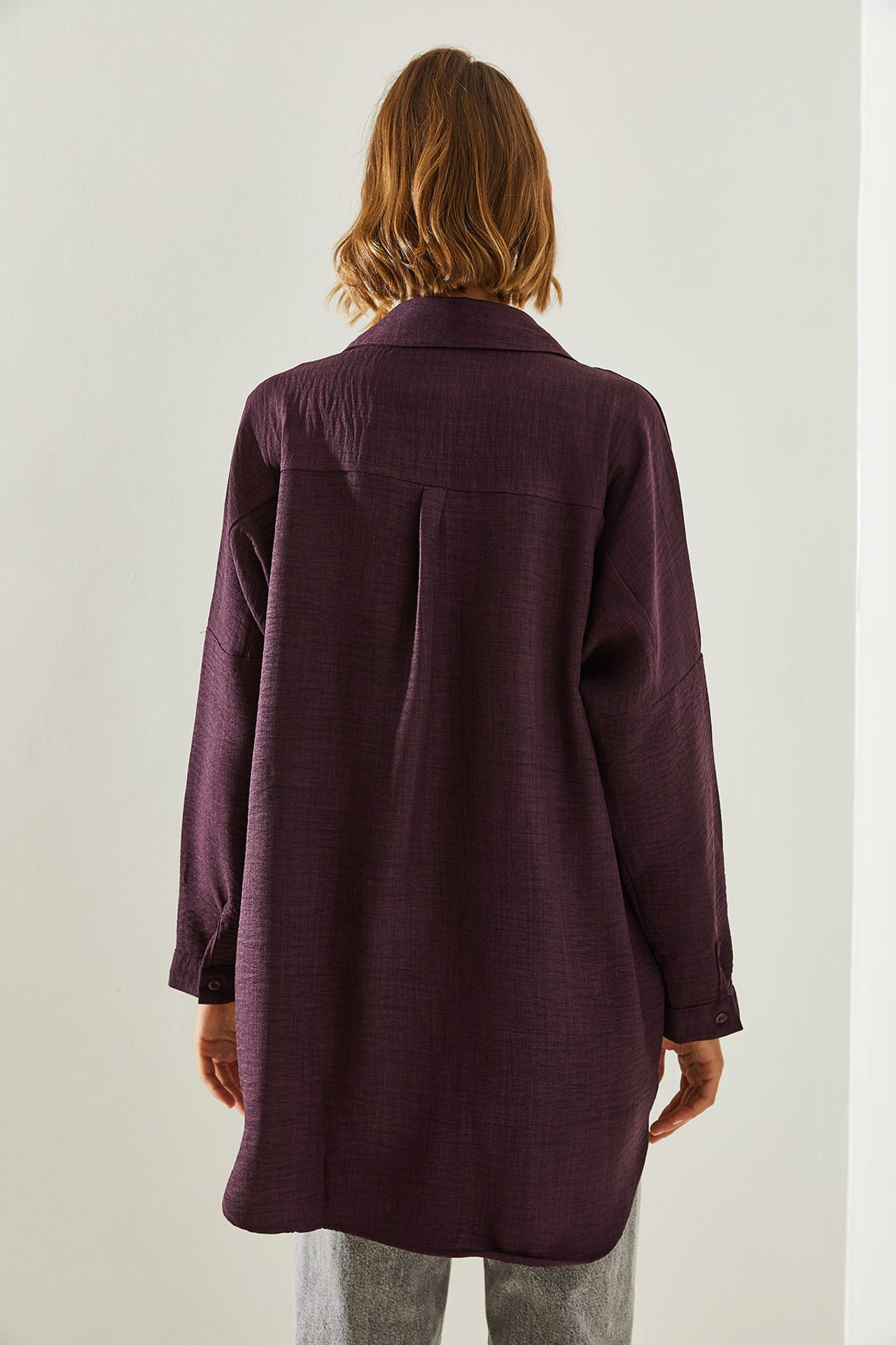 LUCCI Oversized Button-Up Shirt with Embroidery