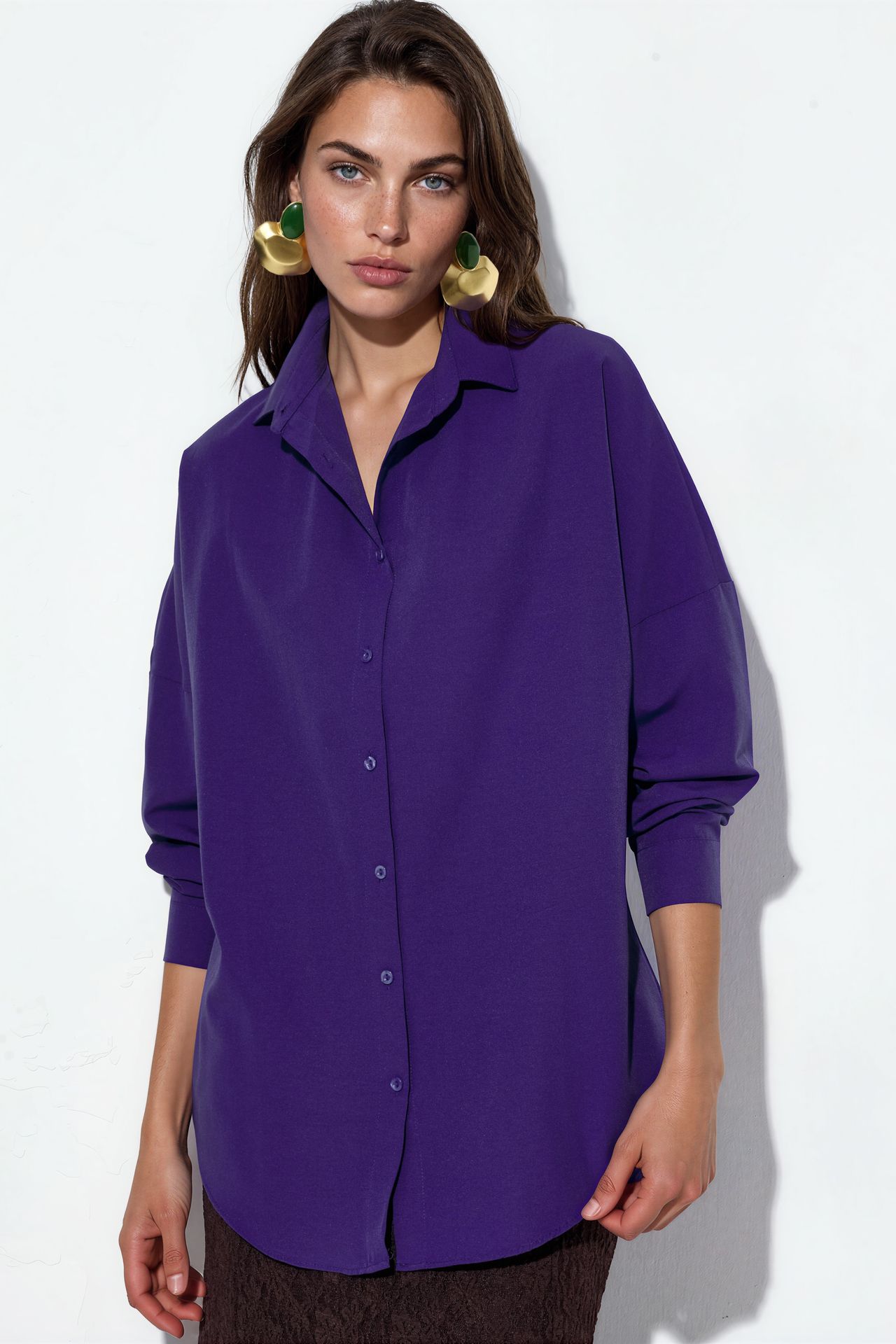 BDART Oversized Patterned Poplin Shirt With Button Closure 1