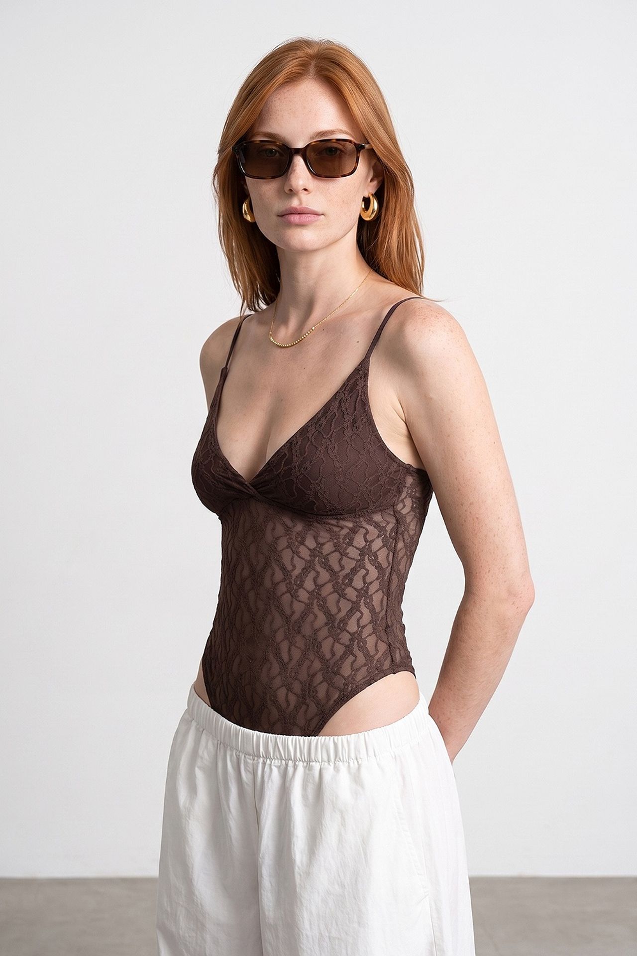 DILVIN Lace Sleeveless Bodysuit Blouse 4