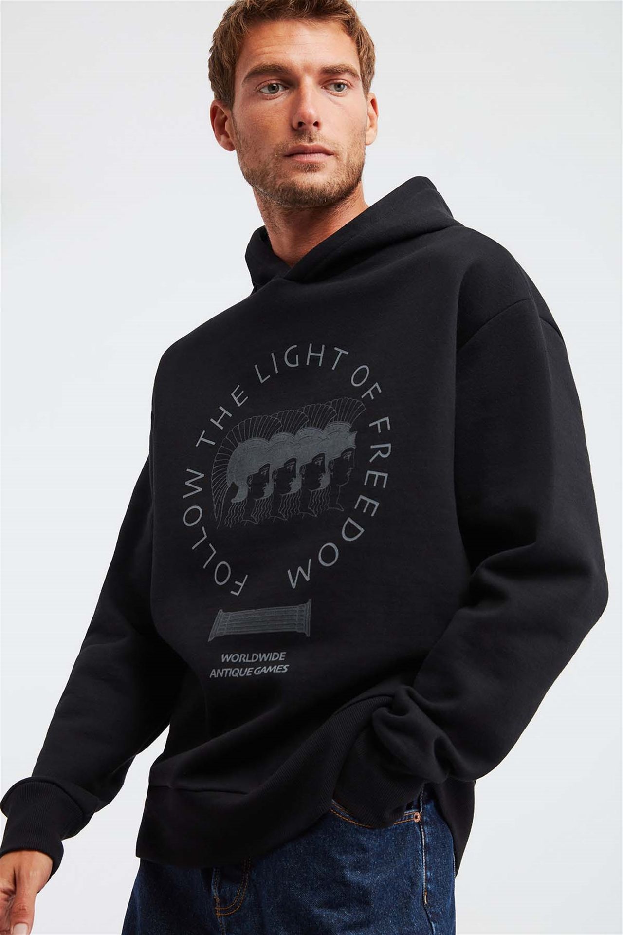 GRIMELANGE Baskılı Kapüşonlu Oversize Sweatshirt 3