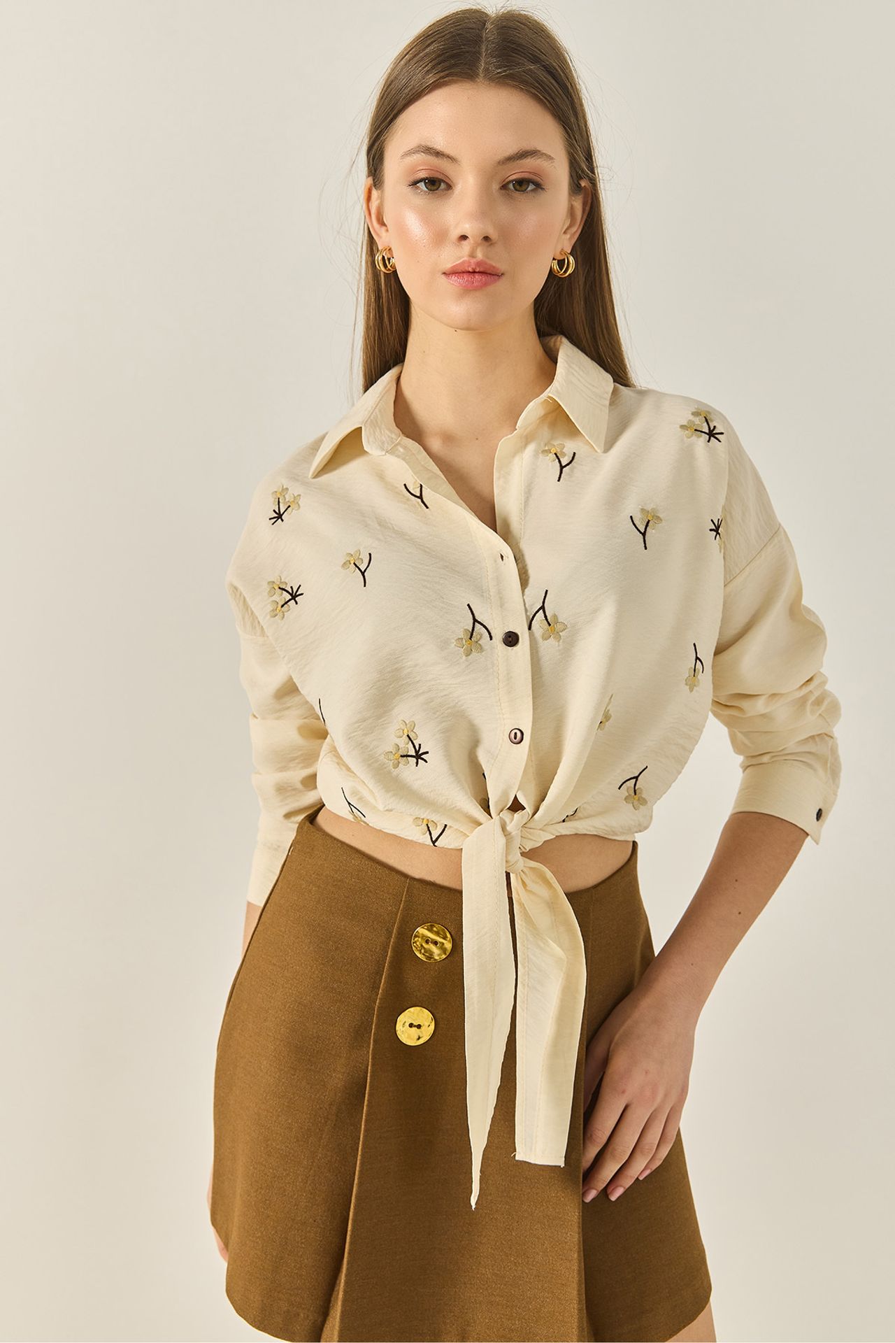 LUCCI Embroidered Poplin Shirt with Button Closure 3