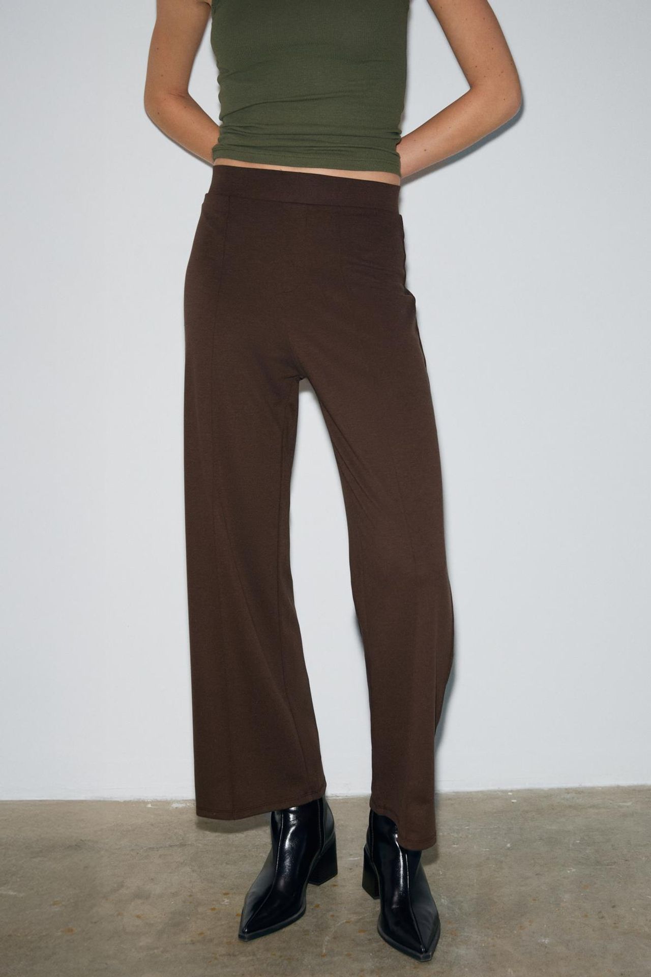 GRIMELANGE Elastic Waist Flare Leg Pants 4