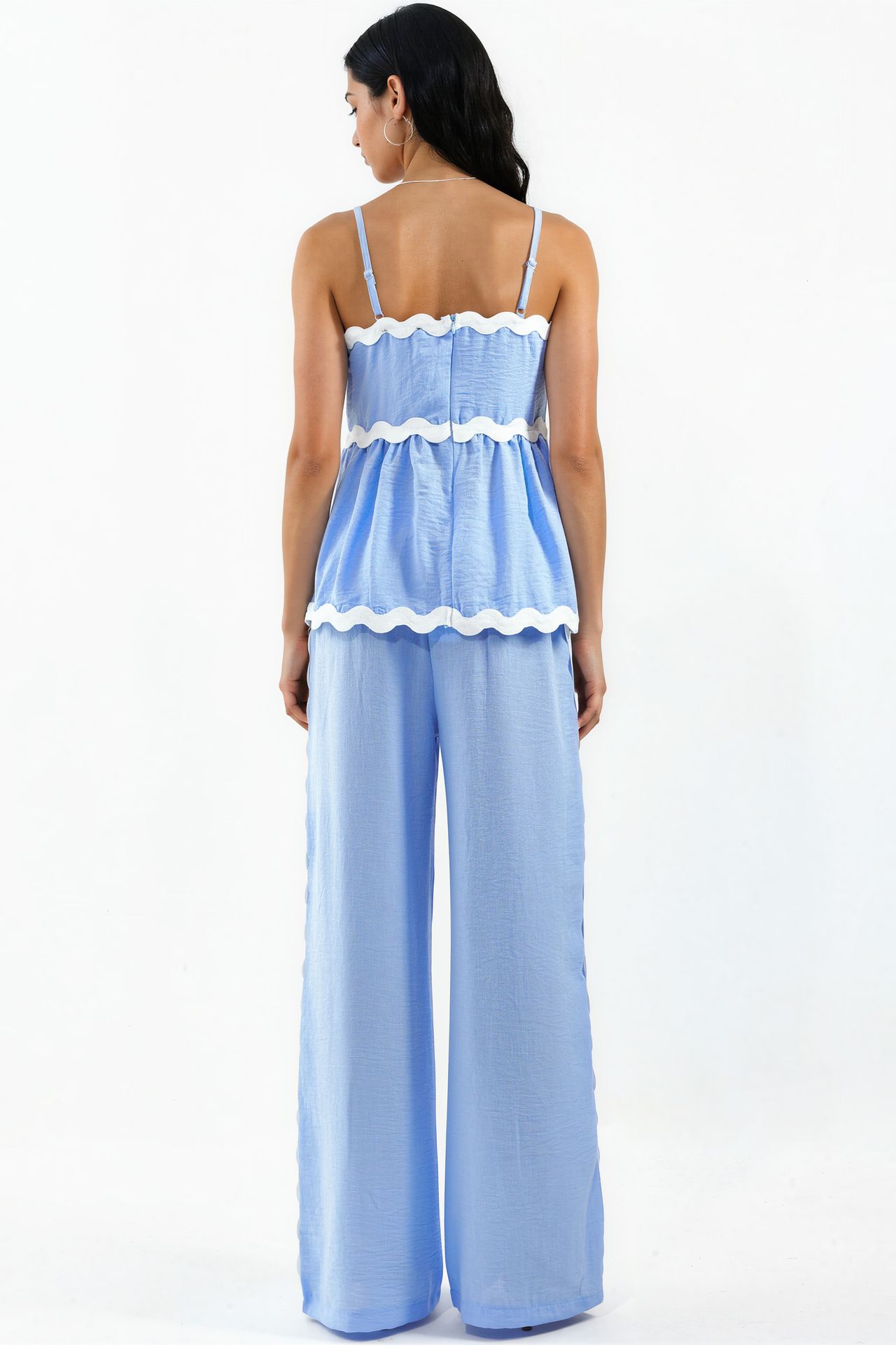 MSN Strapless Linen Blouse And Wide-leg Trouser Set 3