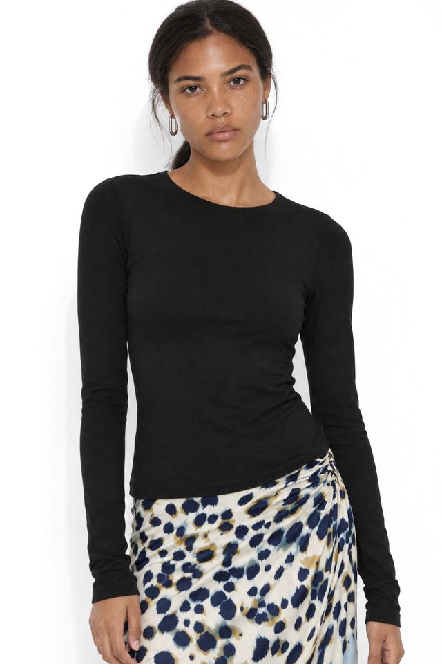 BUSEM Slim Fit Cotton Jersey Blouse