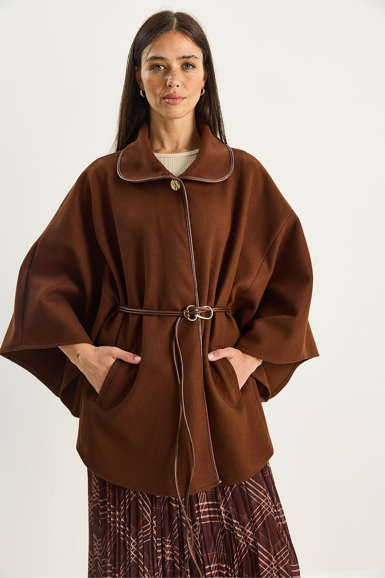 LUCCI Oversized Textured Wool Blend Overcoat with Jacket Collar 5