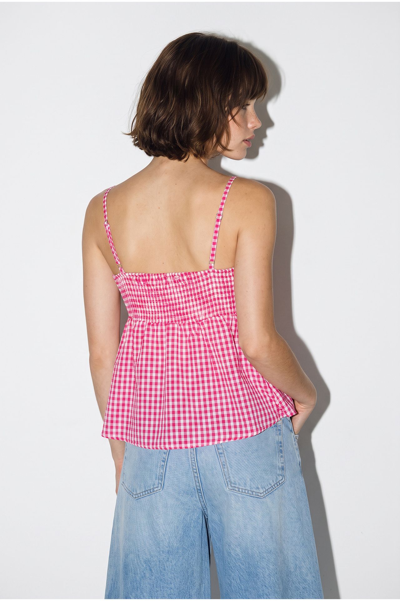 LUCCI Cotton-Blend V-Neck Cami Blouse With Bow Detail 5