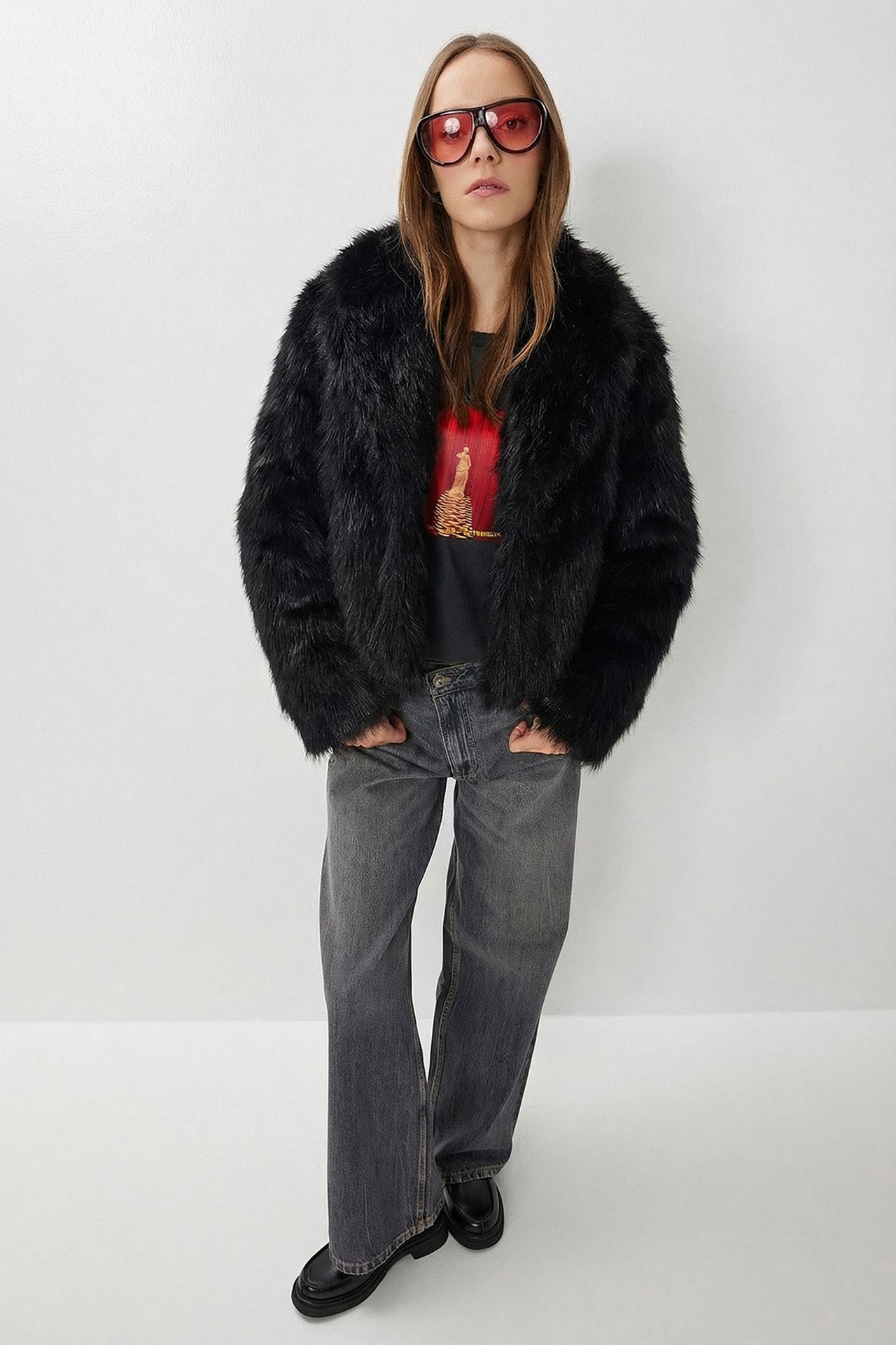 ISTANBUL Faux Fur Shawl Collar Jacket 1