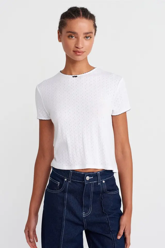 DILVIN Women's Ribbed Crop T-Shirt