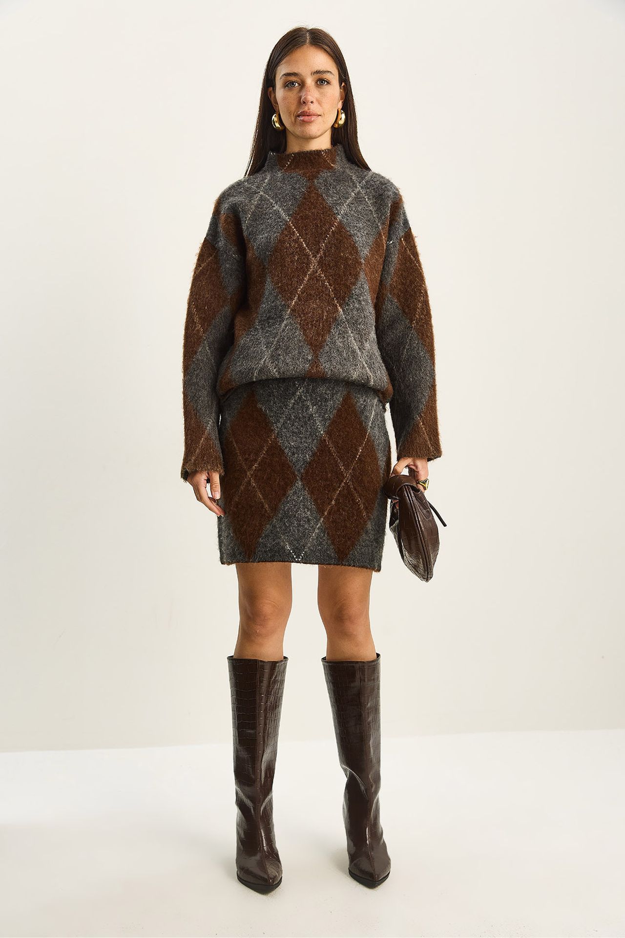 LUCCI Plaid Knitwear Two-Piece Set 2