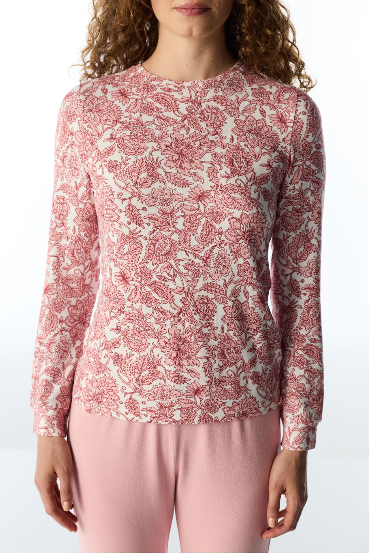 PENTI Countryside Printed Floral Long Sleeve T-Shirt Pajama Top 3