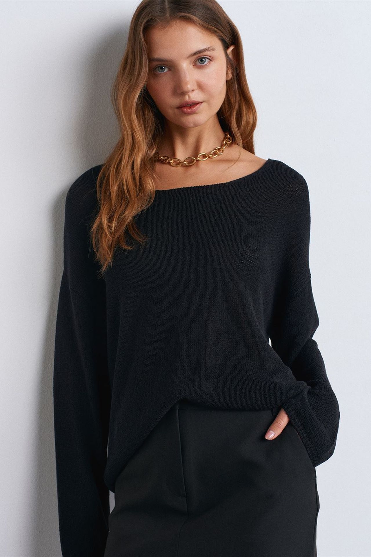 DILVIN Women's Ribbed Boat-Neck Knit Sweater 1