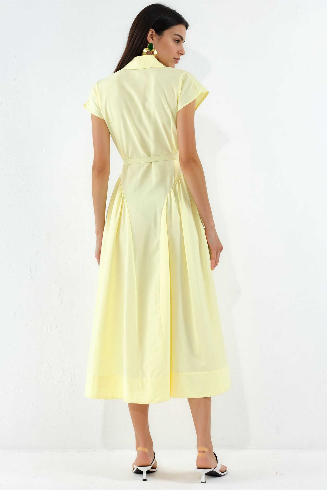 BUSEM Belted Midi Dress with Shirt Collar 3