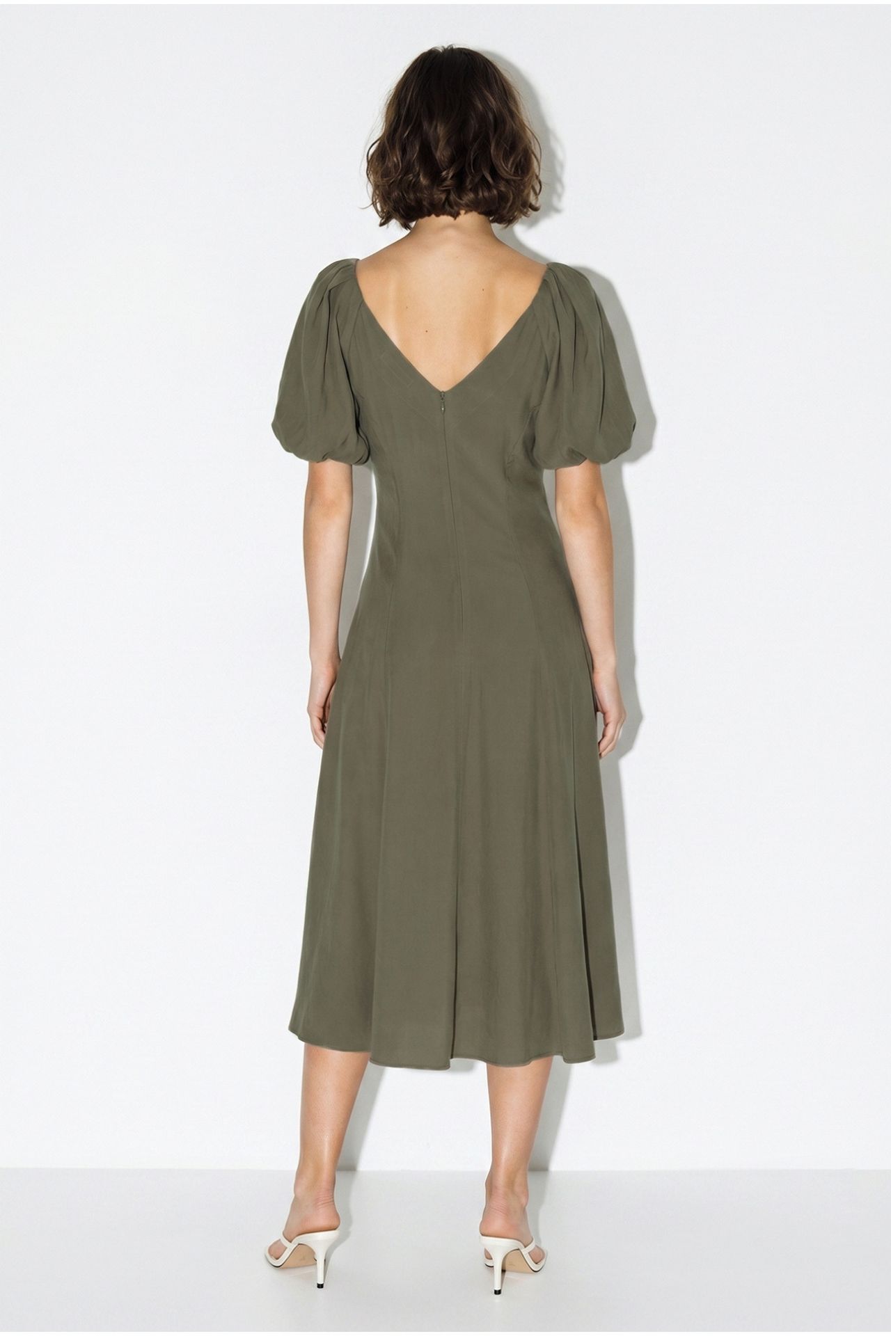 LUCCI A-line Midi Dress With V-neck And Zipper 5