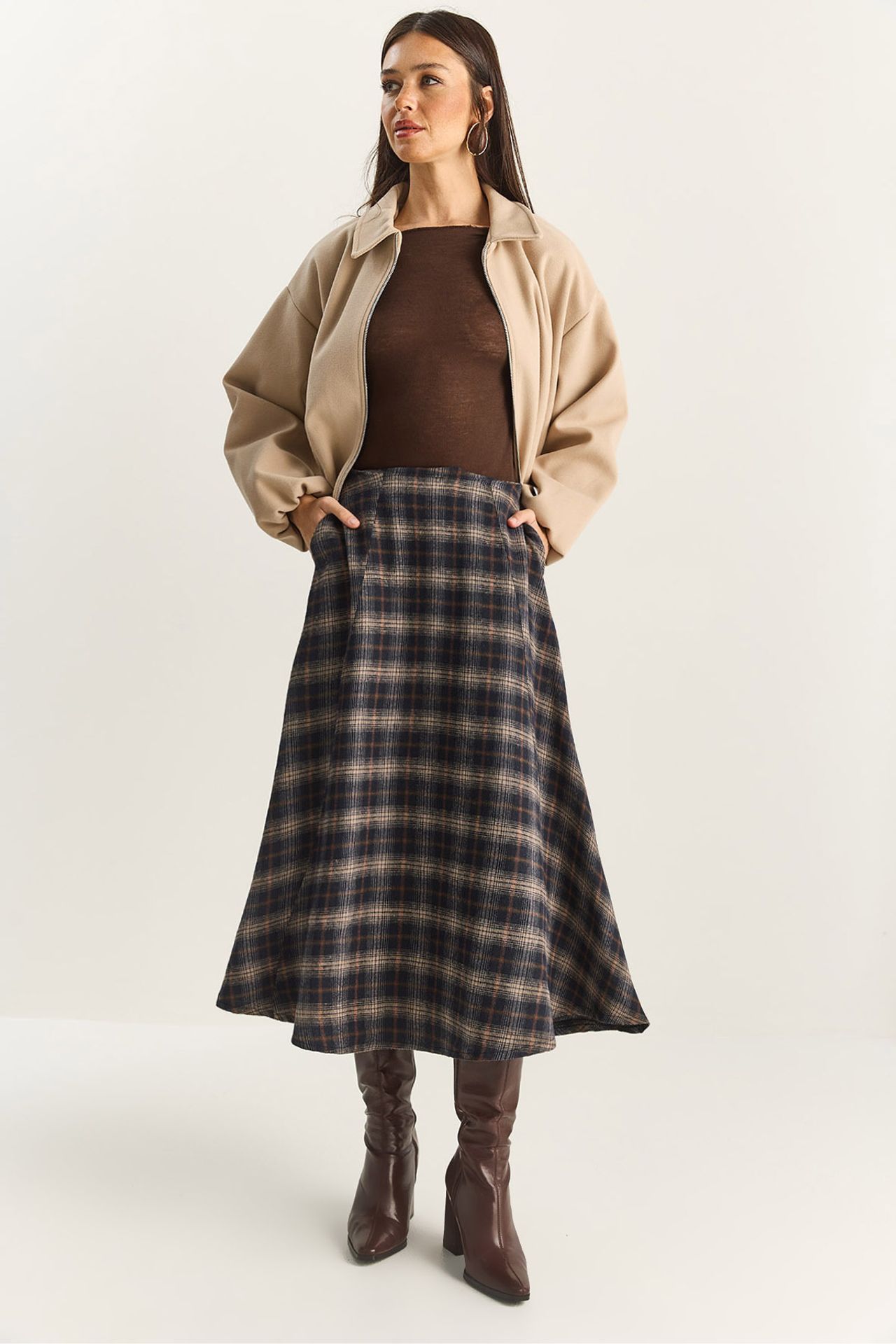 LUCCI High Waist Midi Skirt