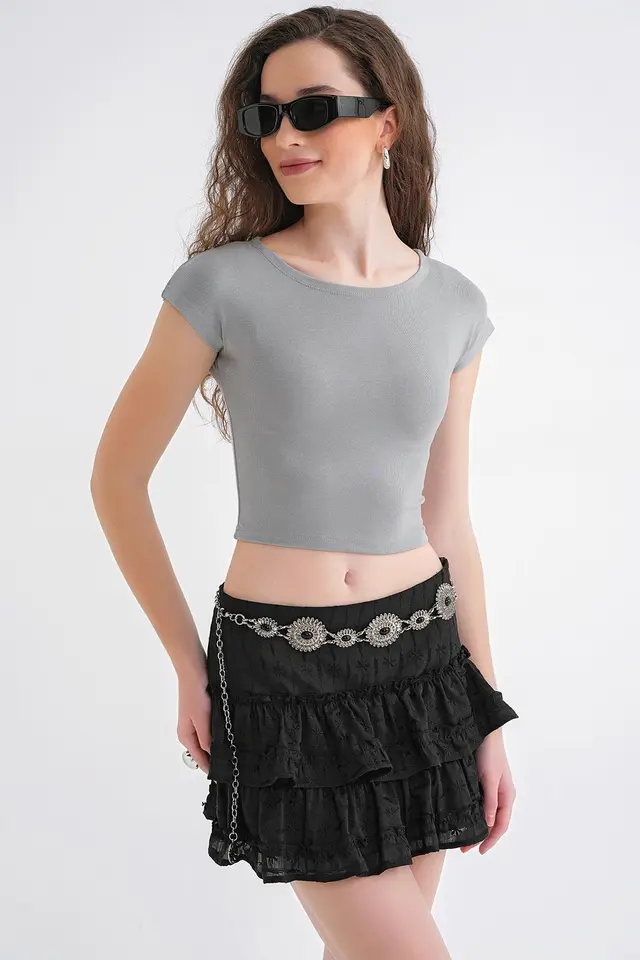 MIXRAY Slim Fit Crop T-Shirt