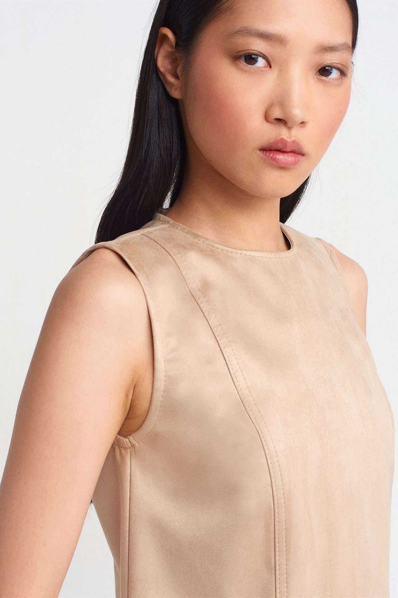 DILVIN Sleeveless Faux Leather Mini Dress 4