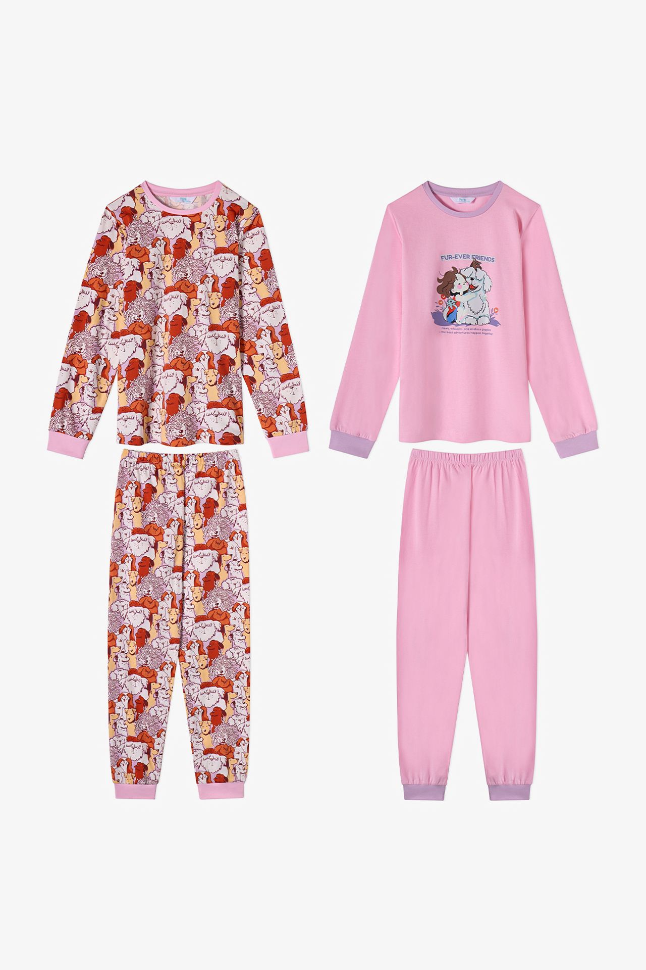 PENTI Girls' Fur-Ever Friends Long Sleeve Pajama Set 2