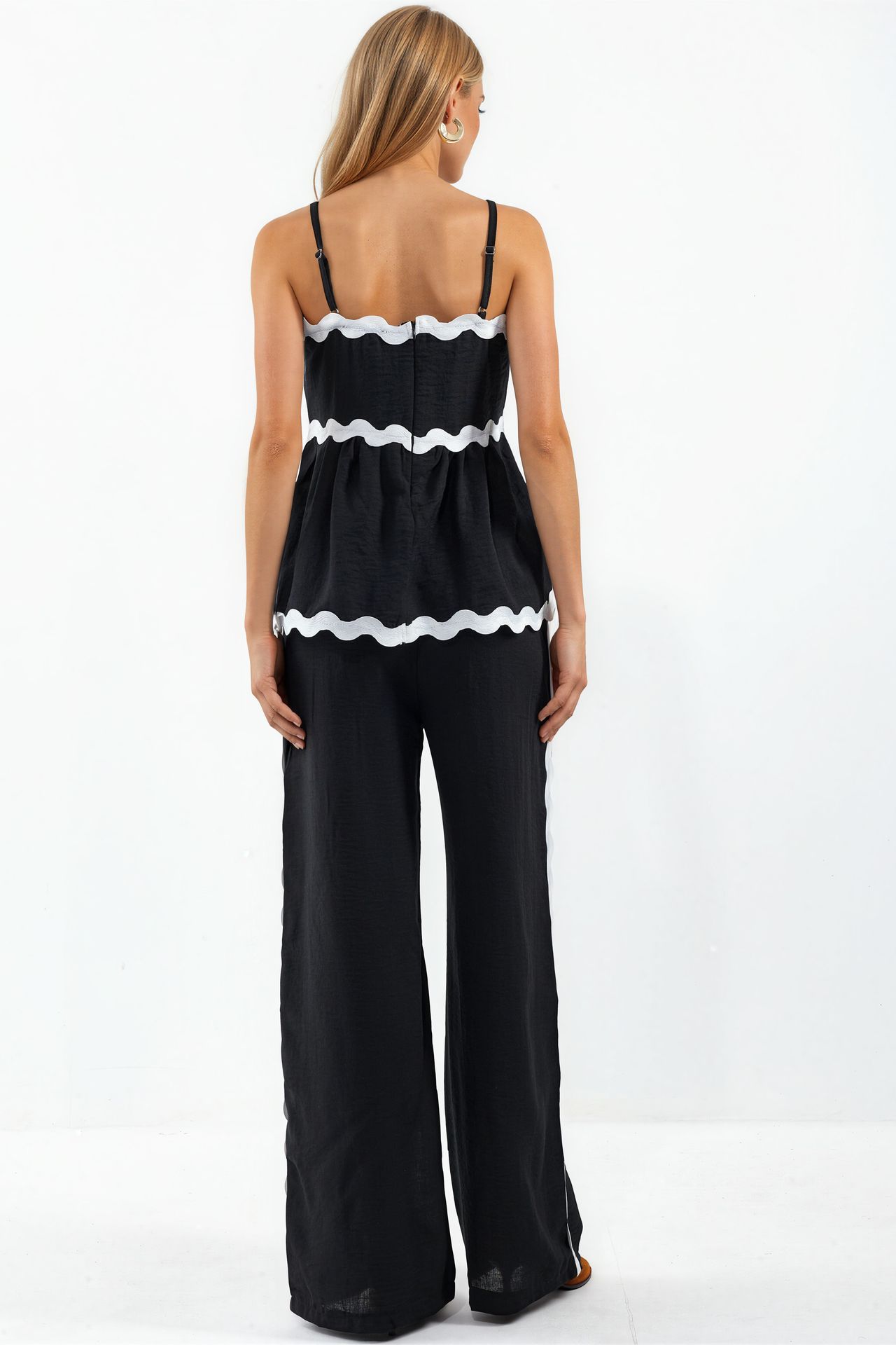 MSN Strapless Linen Blouse And Wide-leg Trouser Set 3