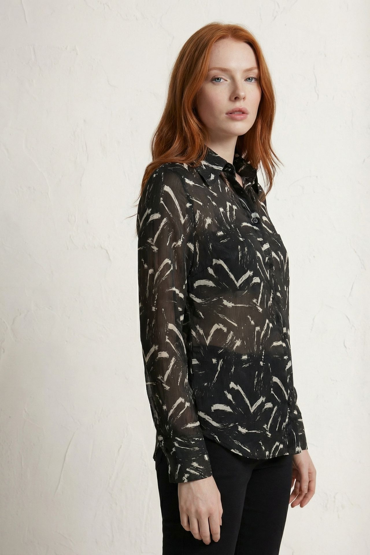 MY FASHION Abstract Print Button-Up Shirt 3