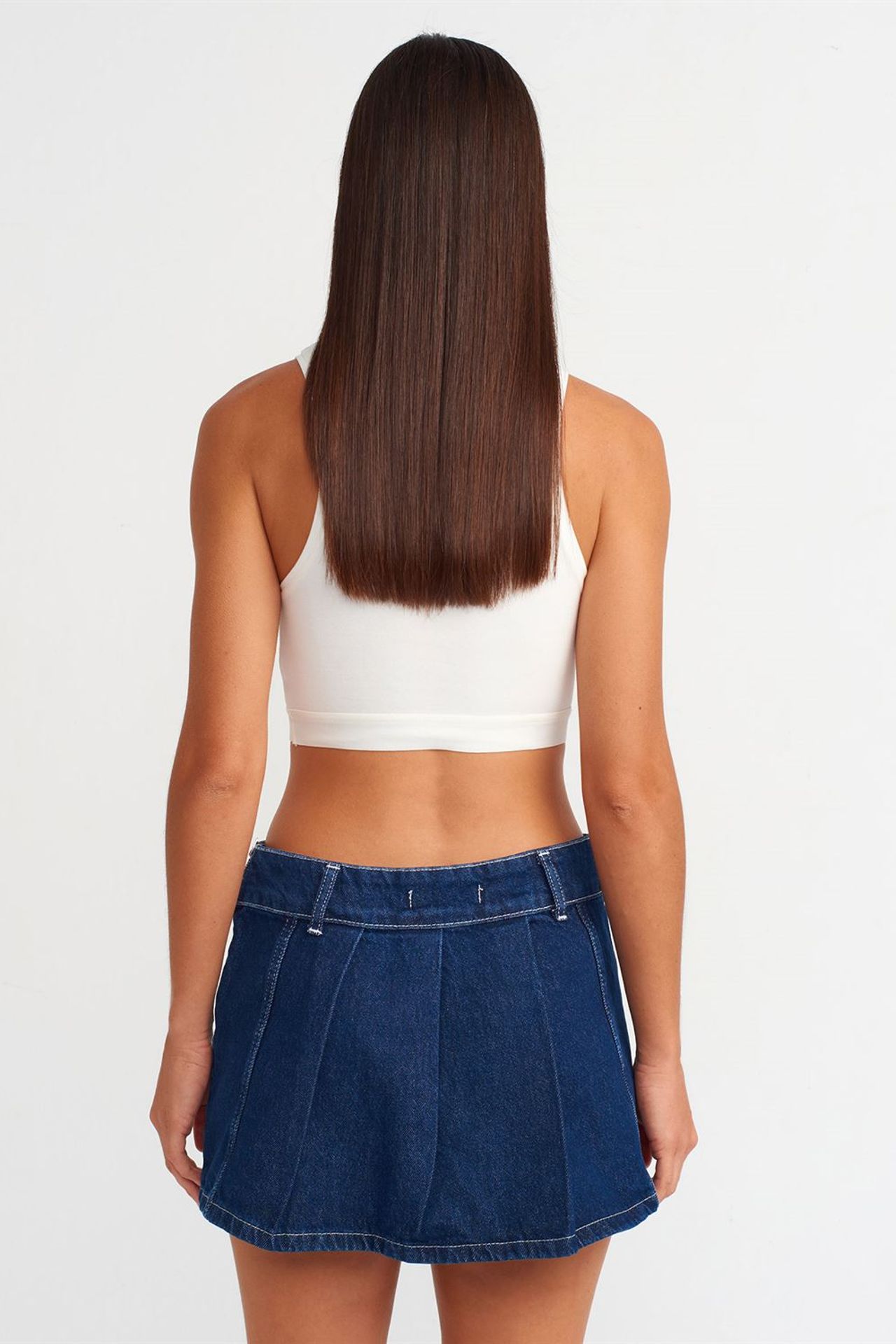 DILVIN Belted Cotton Denim Mini Skirt 2