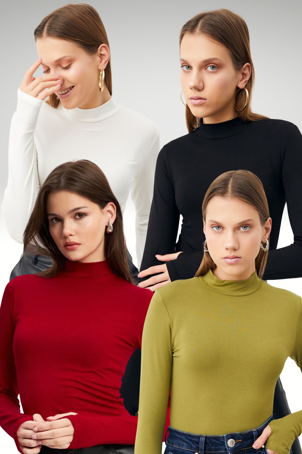 BIPANTOLON Kadın 4'lü Cut Out Detaylı Yarım Balıkçı Yaka Body 1