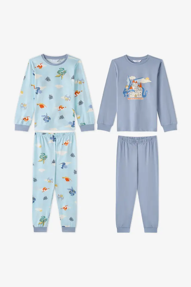 PENTI Boys' Mini Dragon Riders Long Sleeve Pajama Set