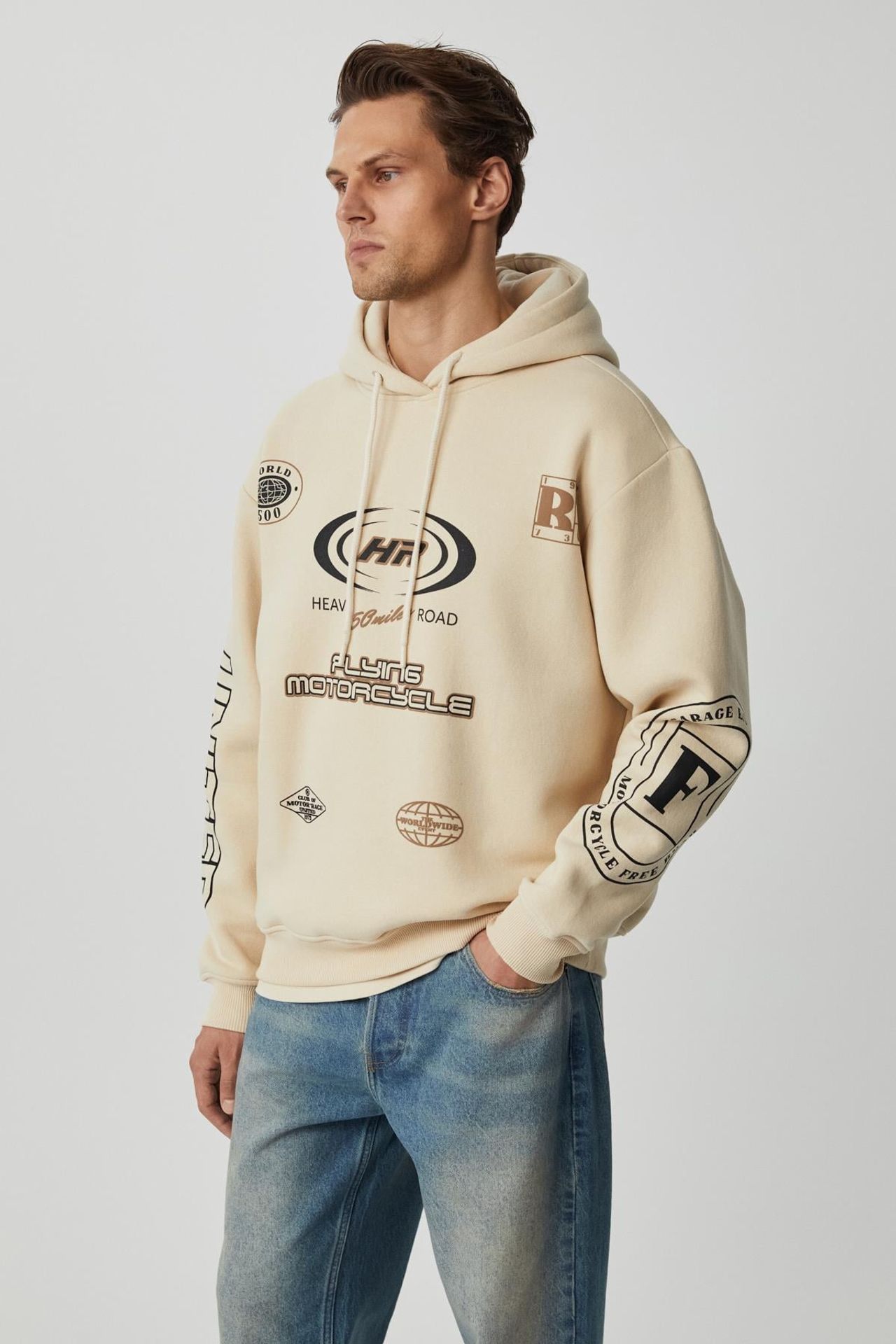 GRIMELANGE Baskılı Kapüşonlu Sweatshirt 4