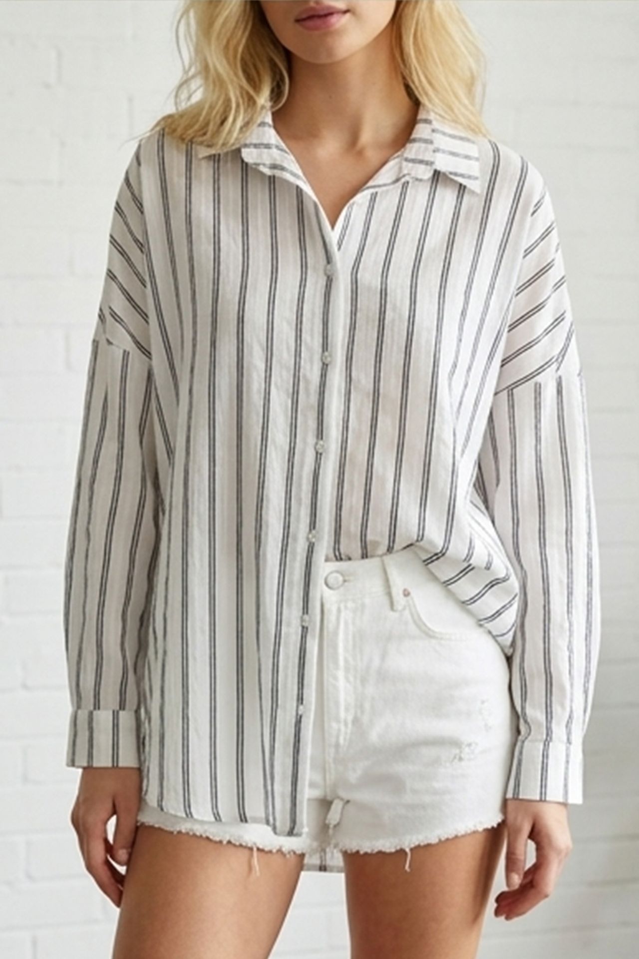 BDART Oversized Patterned Poplin Shirt With Button Closure 2