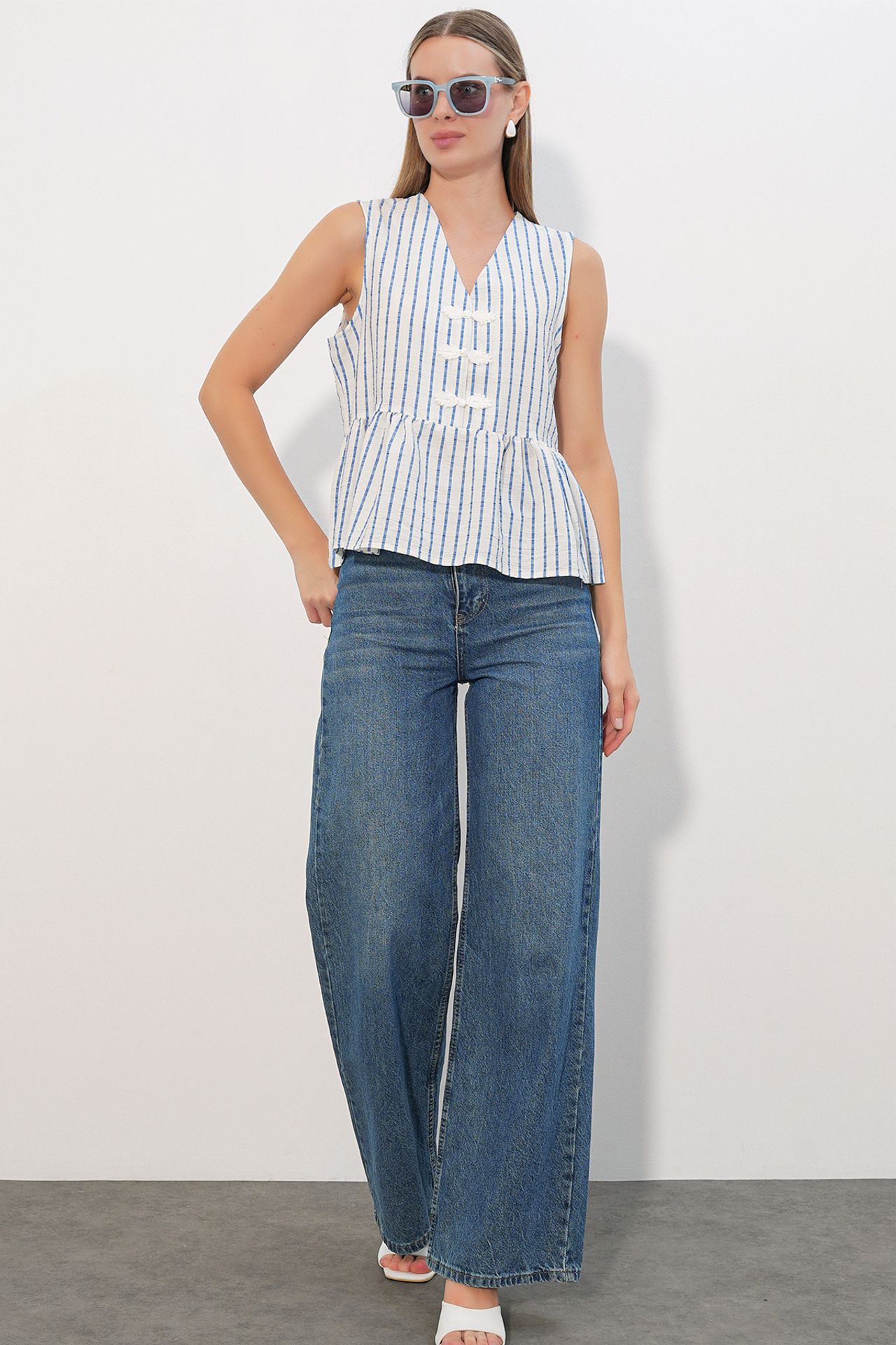 BDART Women's Striped V-Neck Blouse 2