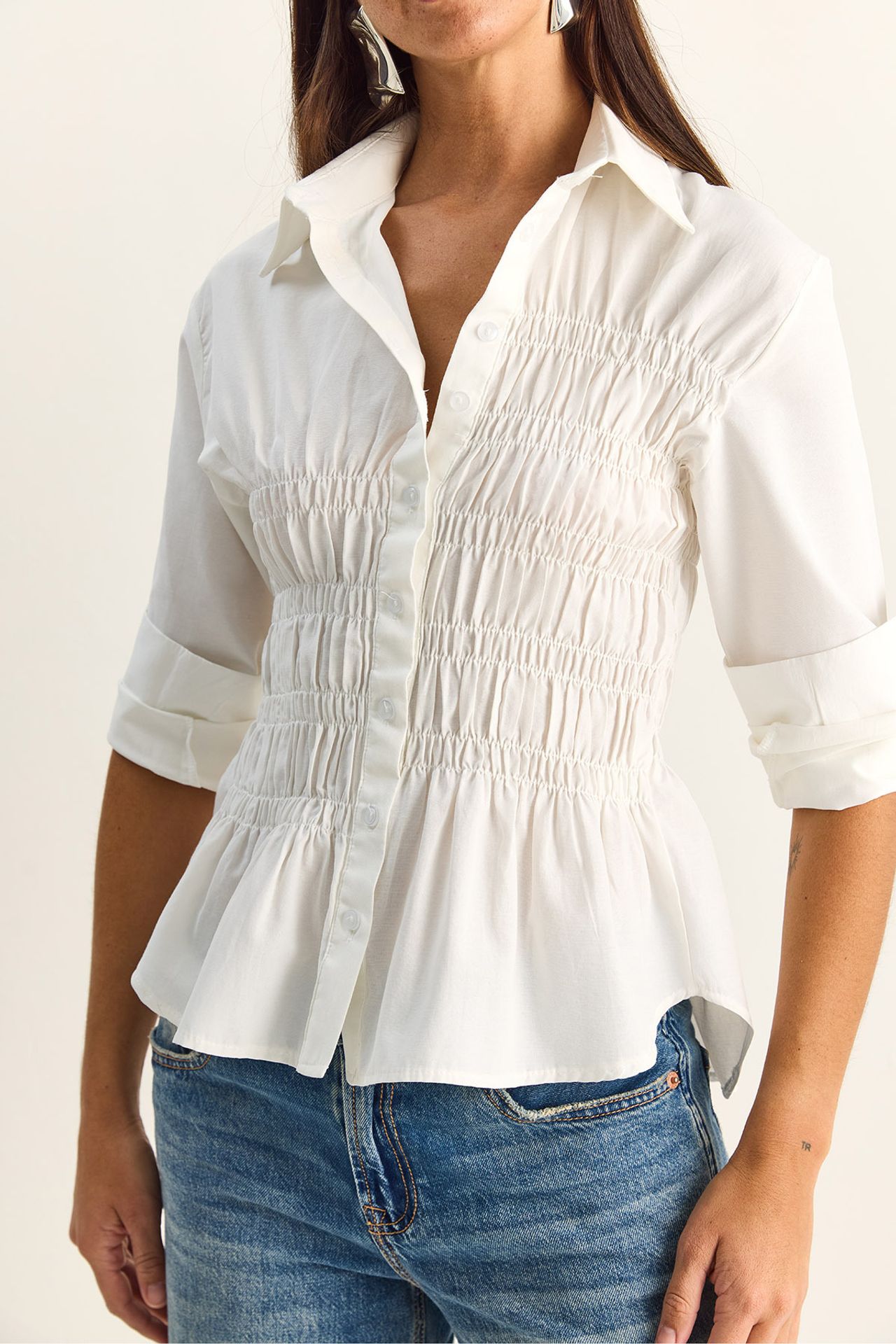LUCCI Women's Regular-Fit Cotton-Blend Poplin Shirt 6