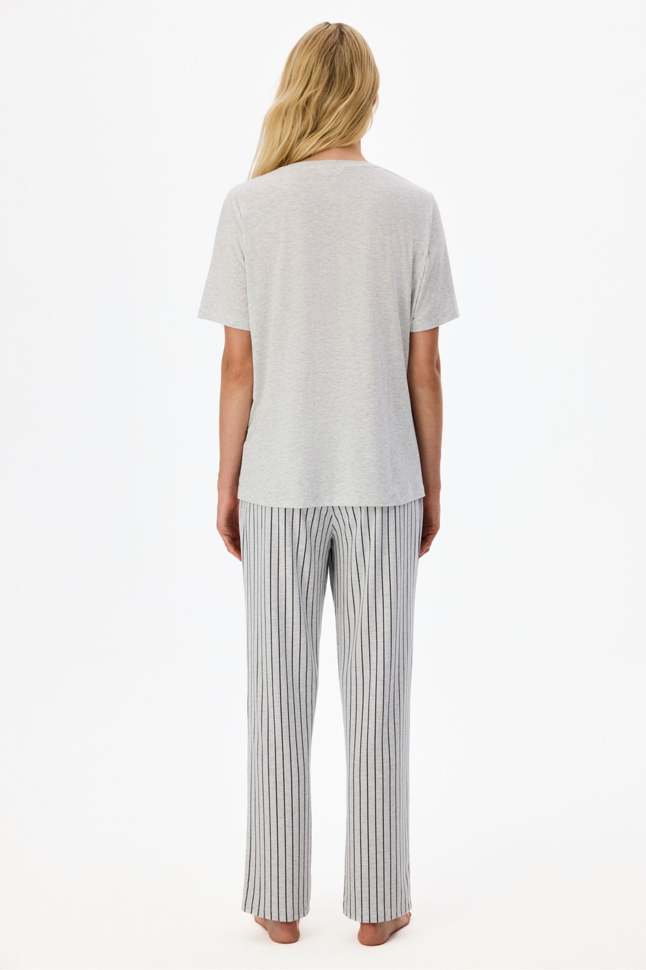 PENTI Melange Mama Comfortable Day Striped Short Sleeve Pajama Set 2