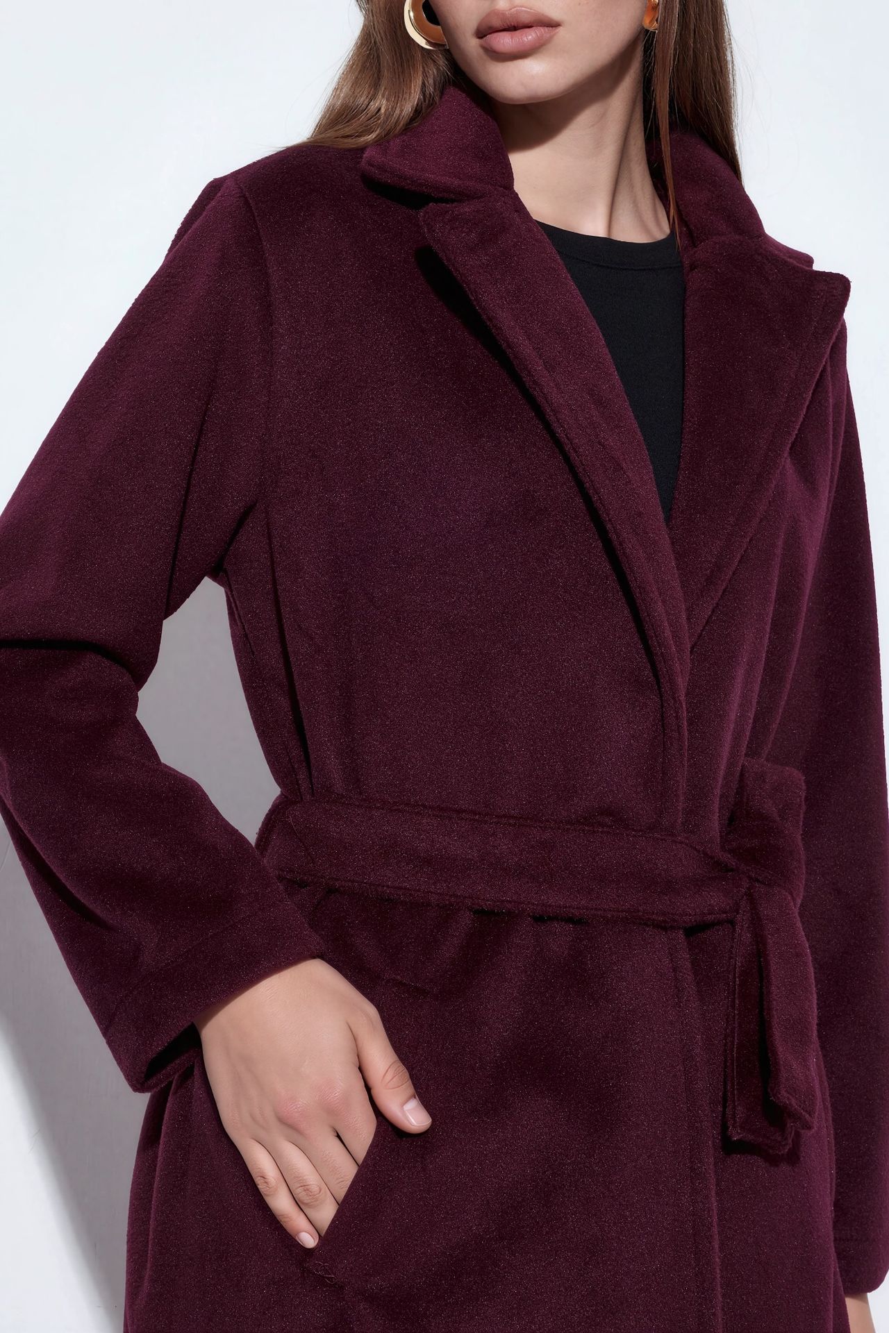 BDART Belted Midi Coat with Jacket Collar