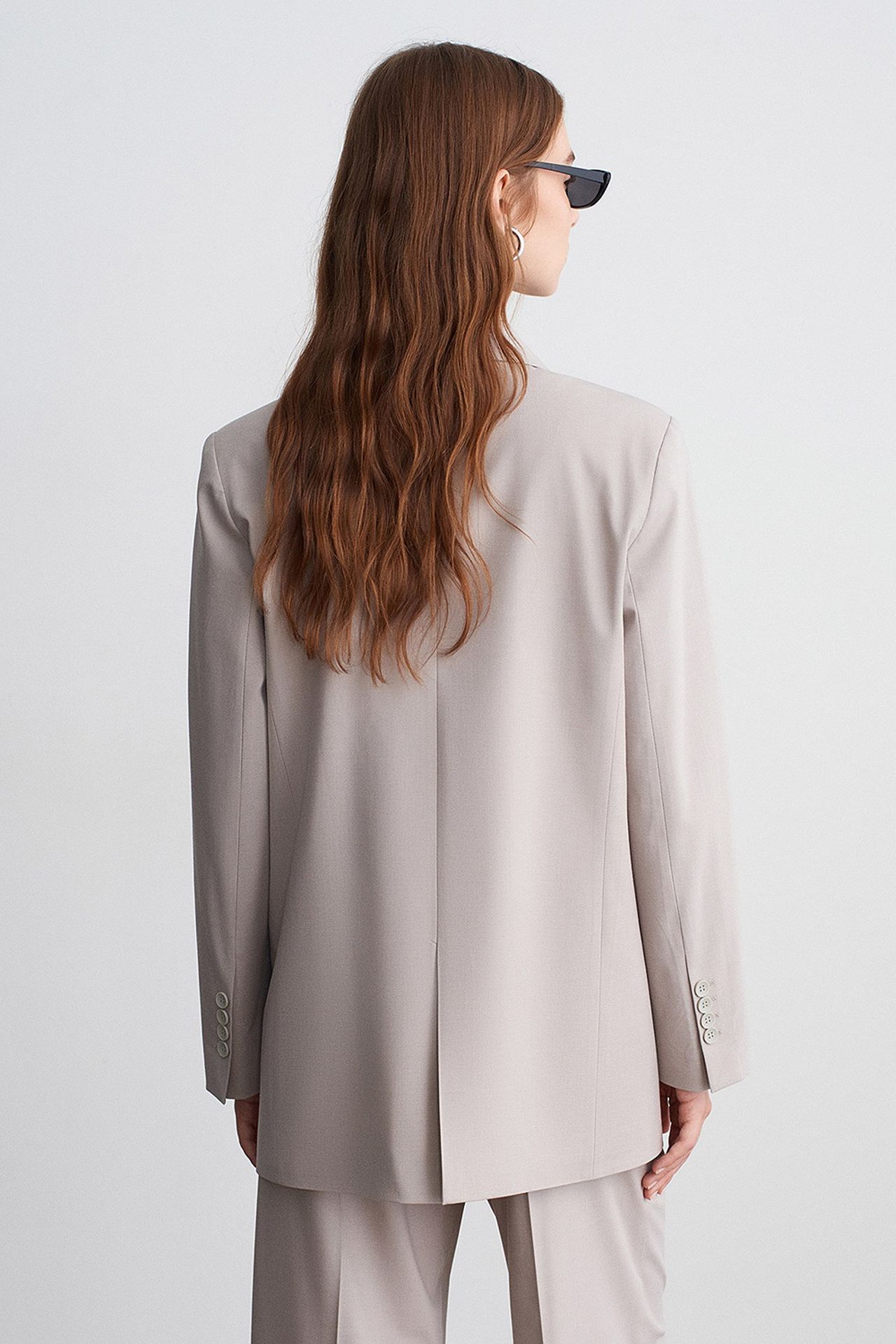 DILVIN Long Crepe Blazer With Shawl Collar 2