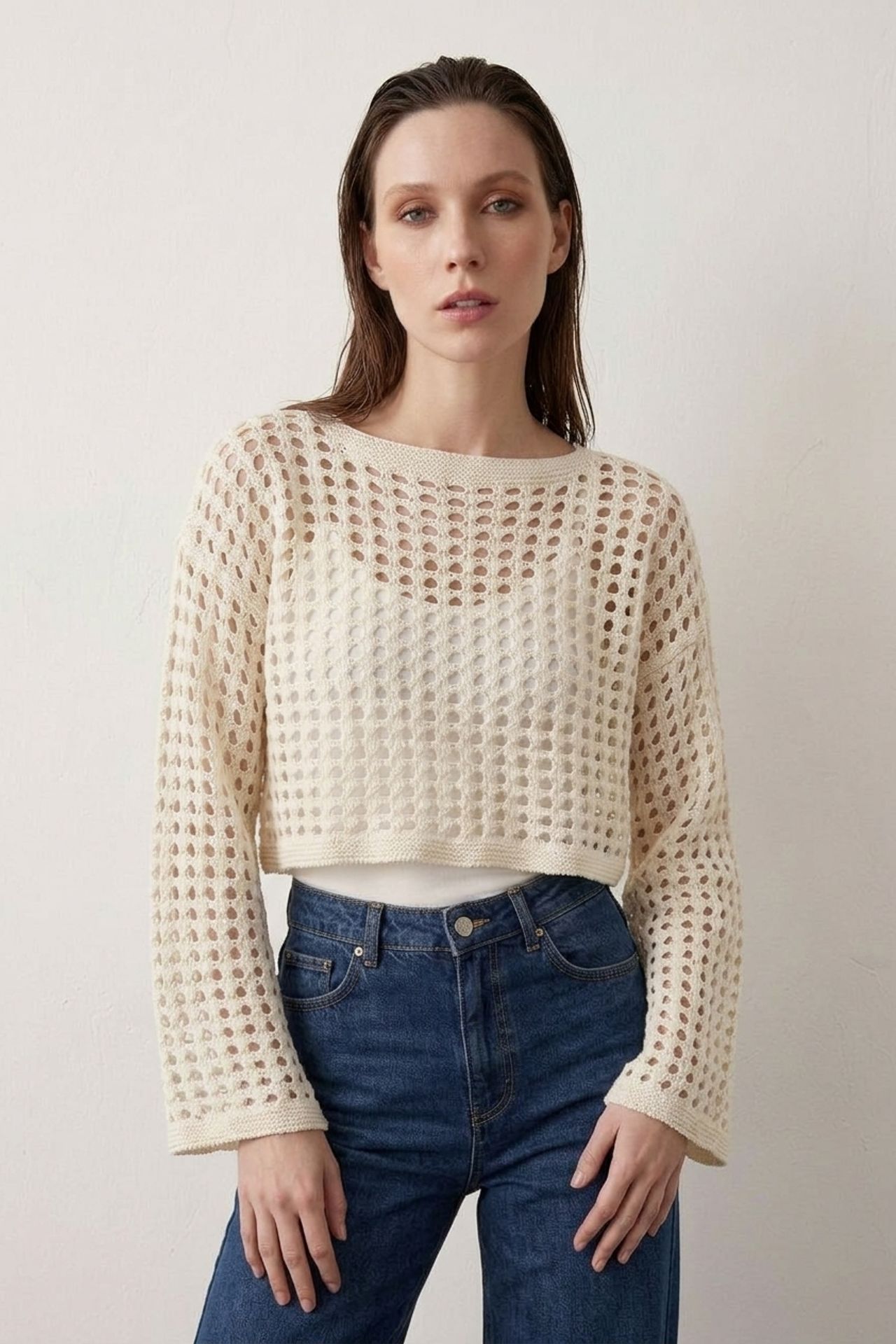 MY FASHION Textured Acrylic Crop Knit Top 2